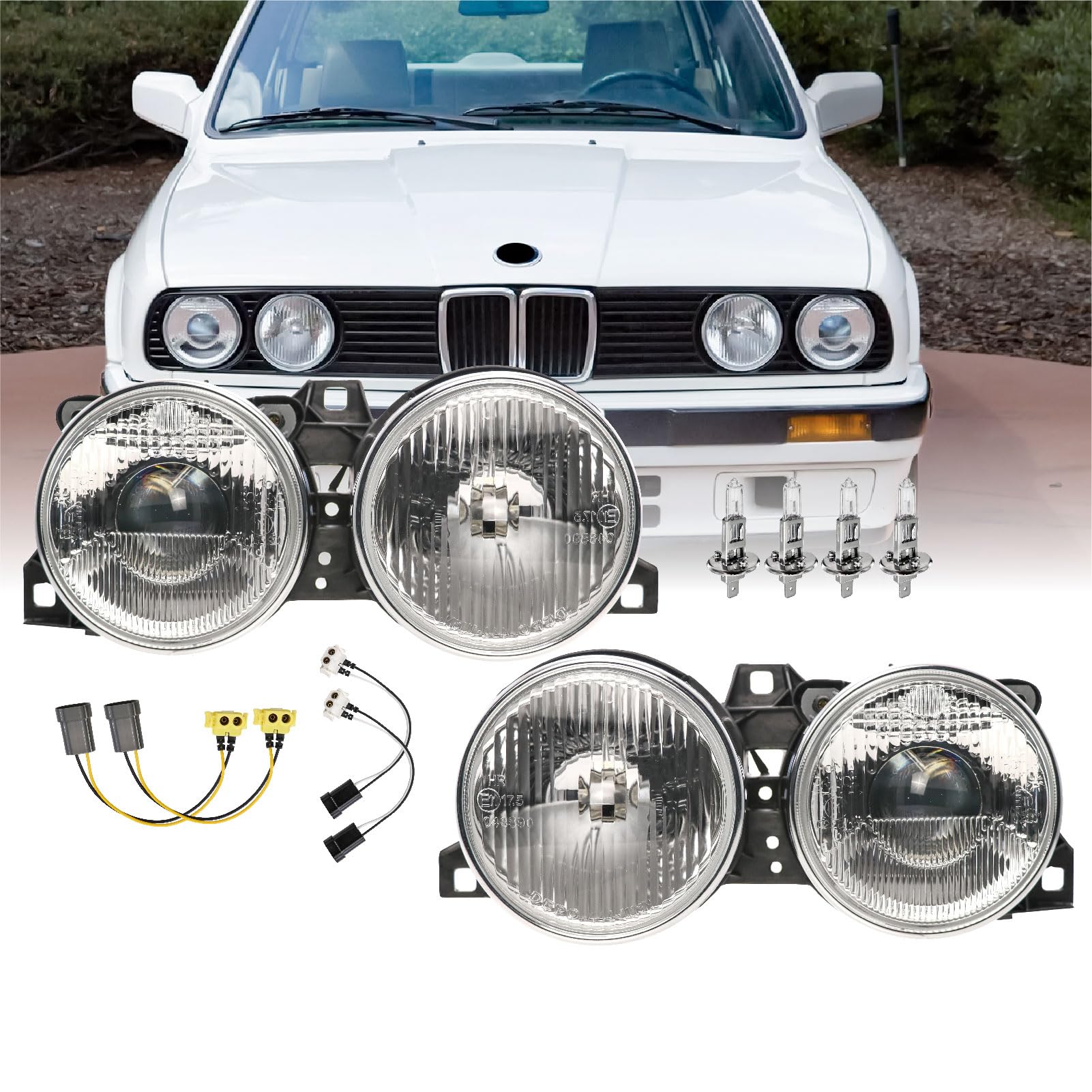 Depo E30 Side Marker Lights - Euro Clear Front And Rear Bumper Sidemarkers Lamps Compatible With 1984-1991 Bmw E30 3 Series / 88-94 E32 7 Series / 89-96 E34 5 Series (Clear Lens, 4 Pieces /Set)