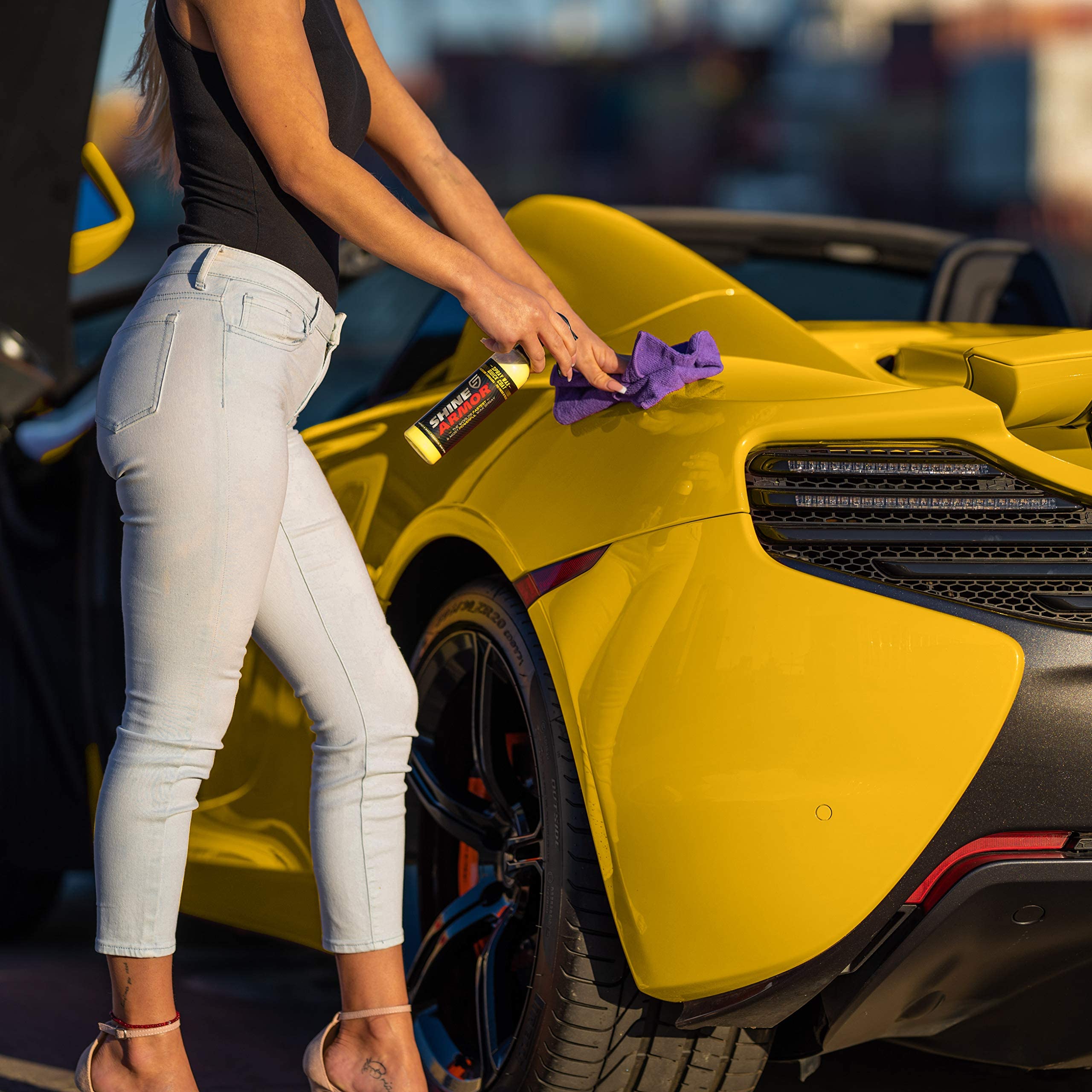 SHINE ARMOR Car Spray Wax - 8 Fl Oz Carnauba Liquid Wax for Instant Gloss & Protection - Premium Multi-Surface Polish for All Vehicles