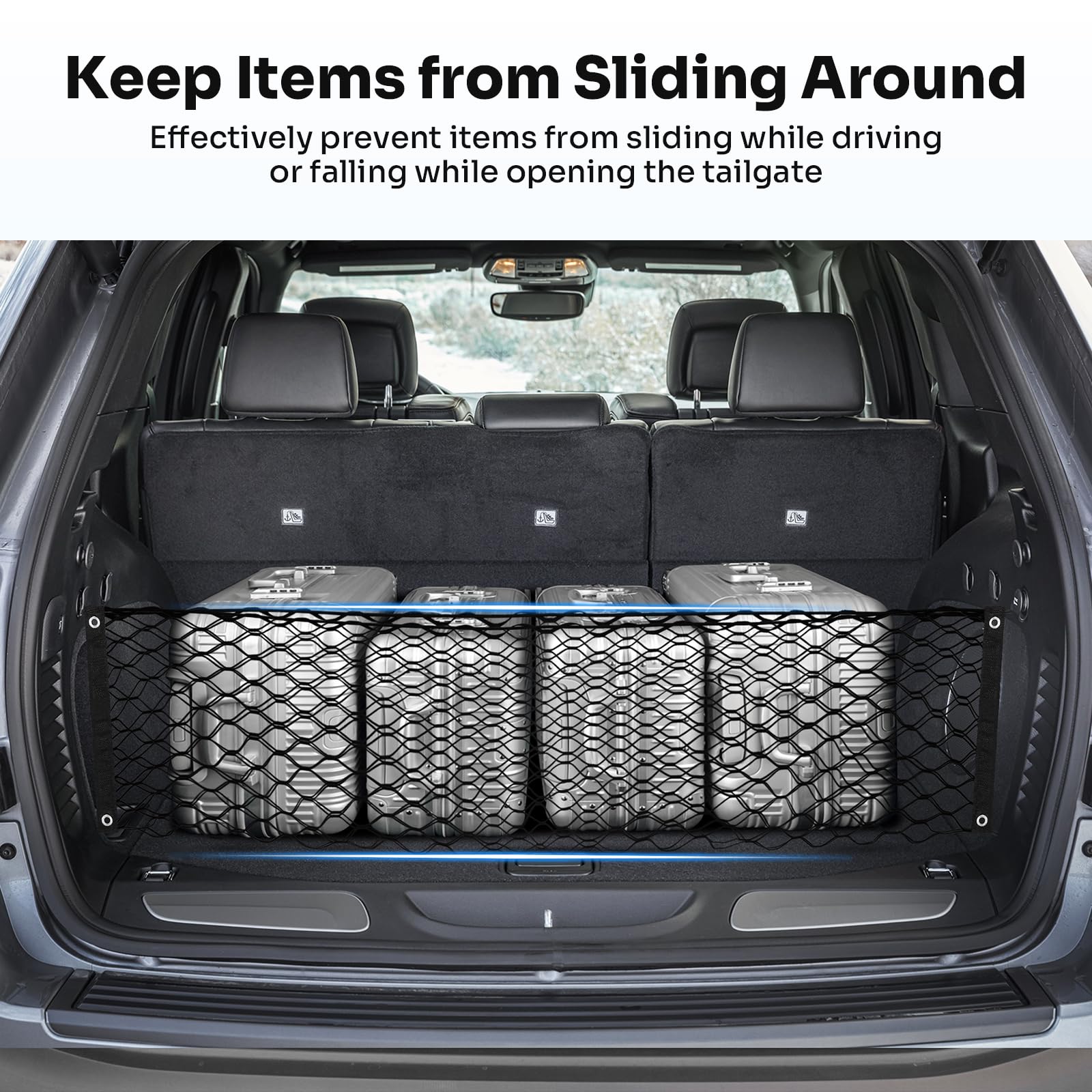 Canvcle Trunk Cargo Net for 2011-2021 Jeep Grand Cherokee Accessories Envelope Style Mesh Trunk Net Organizer and Storage Stretc