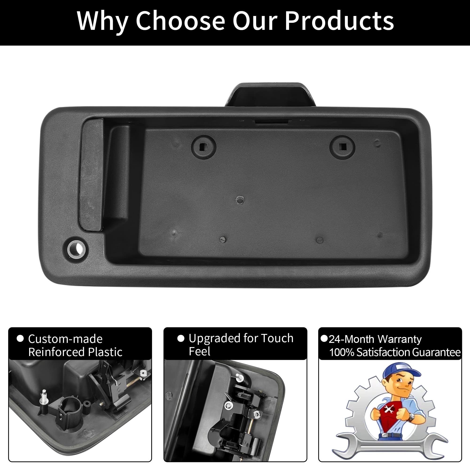 Exterior Door Handle, Compatible With 1996-2015 Chevy Express Gmc Savana 1500 2500 3500 Van, Rear Right Cargo Door Handle With License Plate Bracket Holder Housing | 15269298 25866289 Tailgate Handle