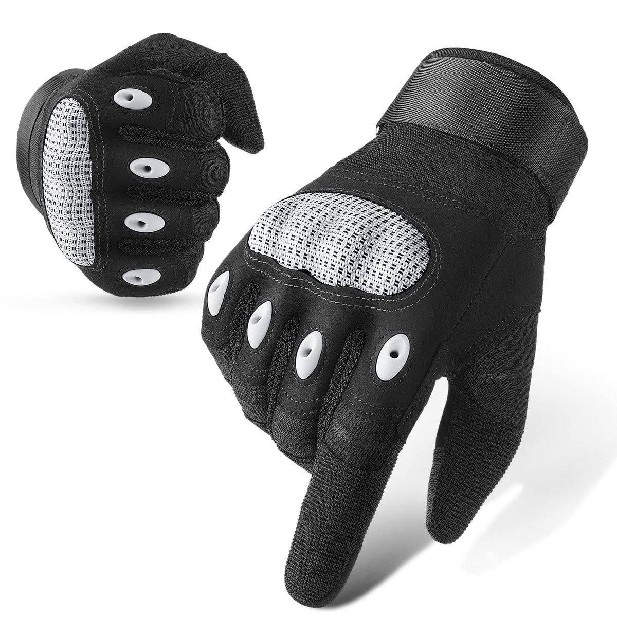 Cierto Motorcycle Gloves For Men And Women: Touch Screen Full Finger Breathable Hard Knuckle Tactical Glove With Adjustable Wris
