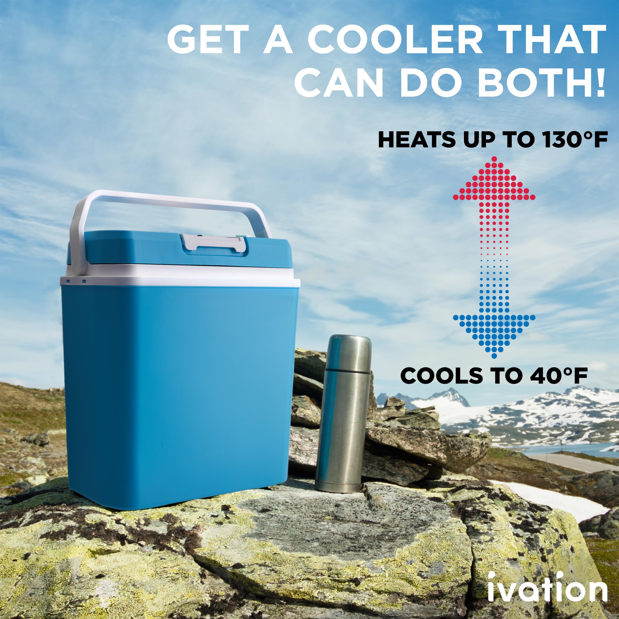 Ivation Electric Cooler & Warmer With Handle | 24 L Portable Thermoelectric Fridge For Vehicles & Trucks| 110V Ac Home Power Cor