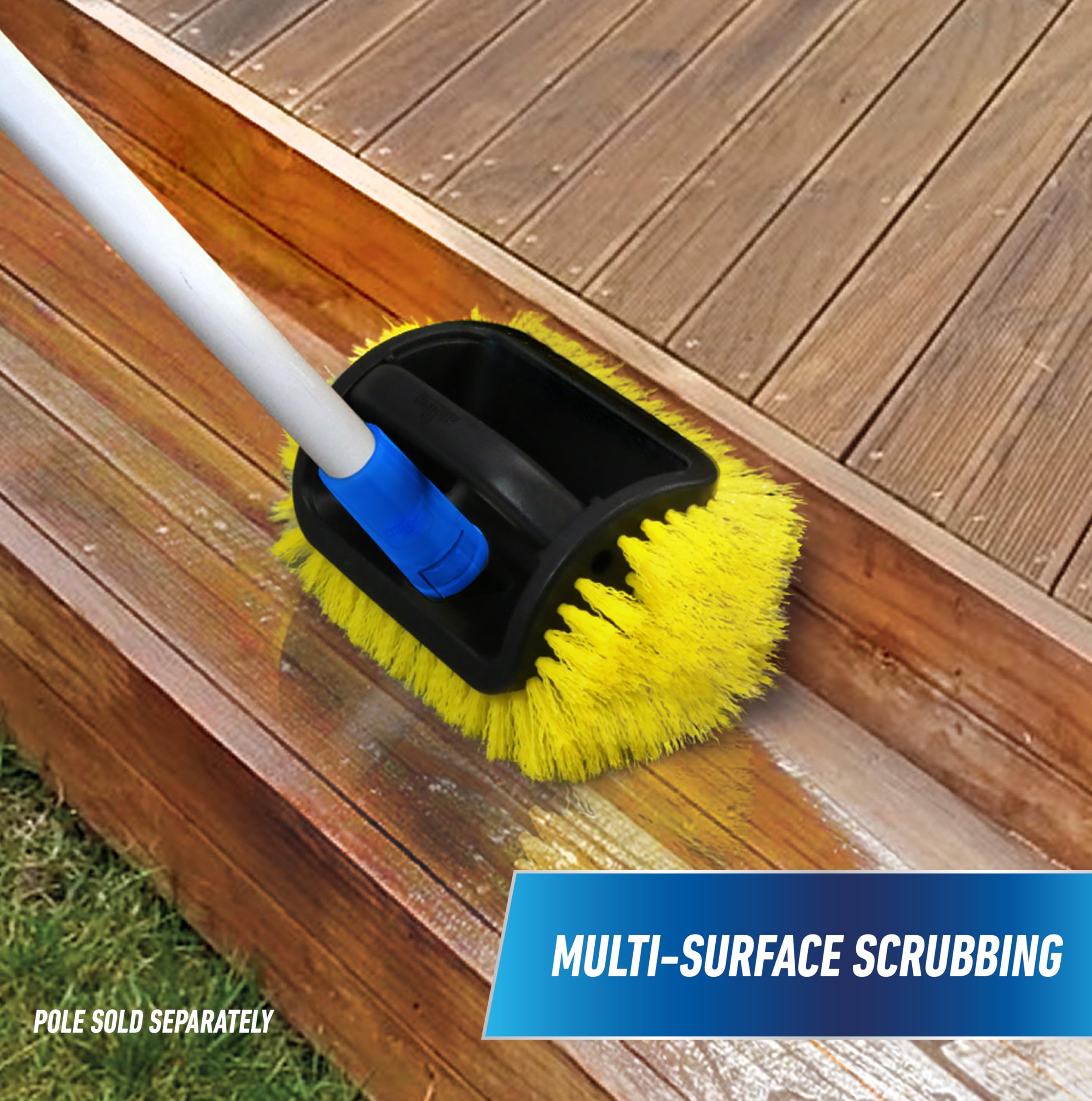 Unger Professional 4-Sided Outdoor Scrub Brush - Compatible With Threaded Poles, Scrub Brushes For Cleaning, Scrubbing Brush, Gr
