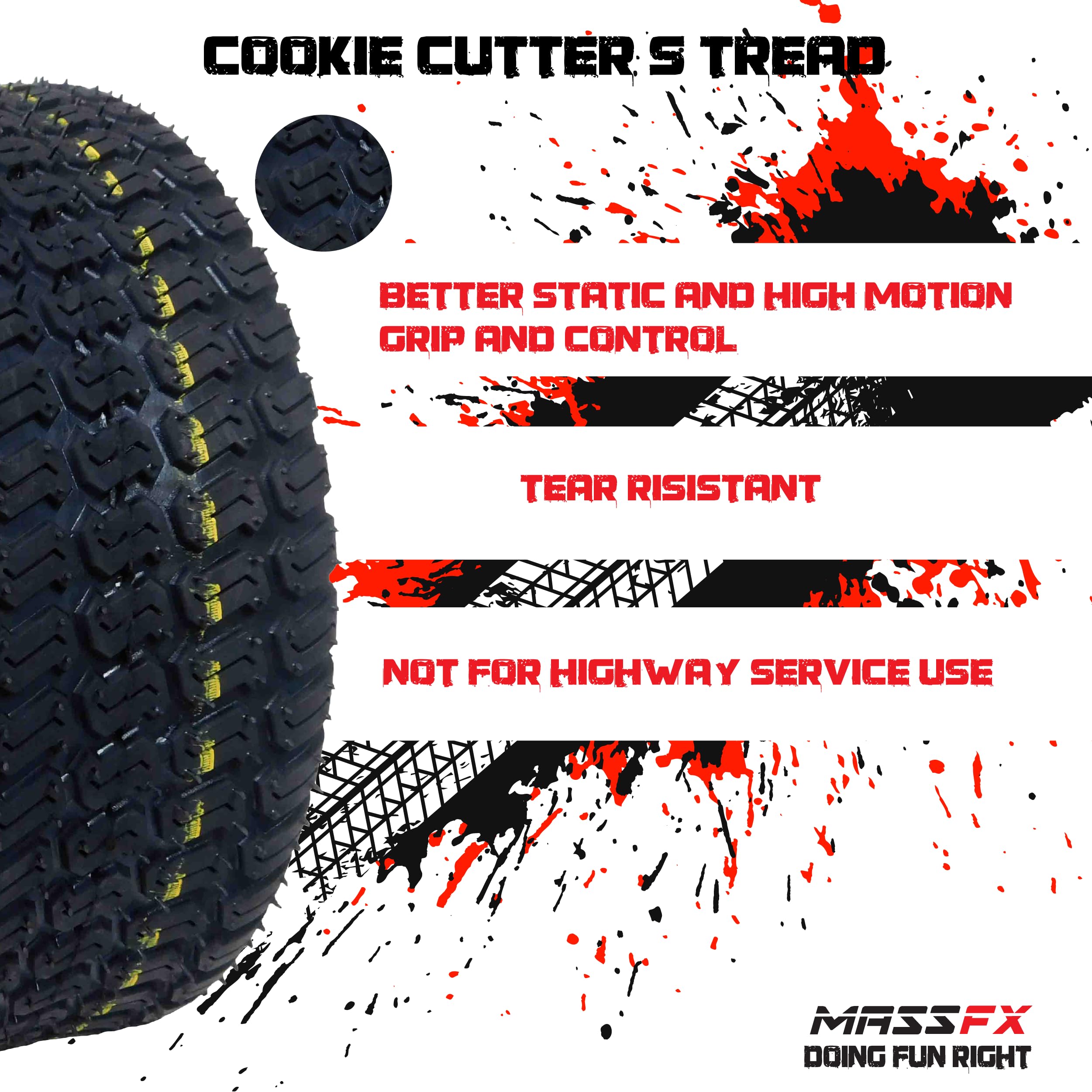 MASSFX Rear Tire Set (2x) 4ply ATV Sport Quad Tires 20X10-9 Rear Tire 20x10x9 4Ply 20 10 9 Compatible with Honda 400ex TRX 450r raptor 660 raptor 700 raptor 250 raptor 350 KFX 400 yfz 450, set of 2