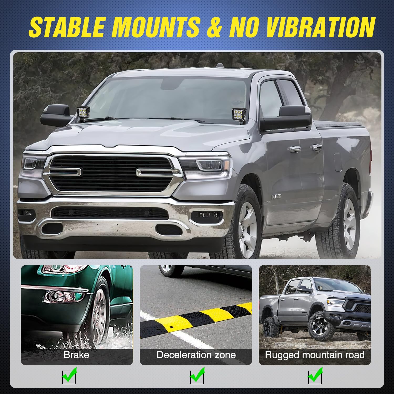 Nilight Ditch Light Brackets Hood Hinges Mount Brackets For Auxiliary Offroad Led Pod Light Work Light On 2009-2018 Dodge Ram 15