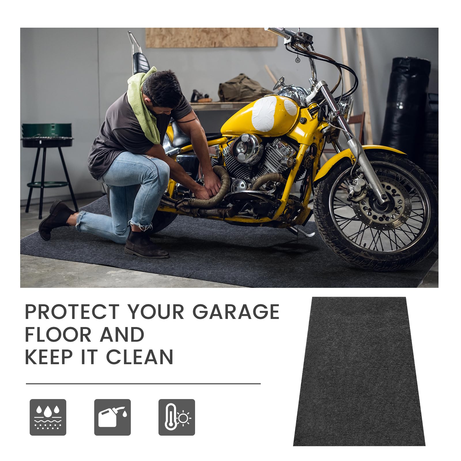 Datanly 1 Pcs 36 X 60 Inch Oil Spill Mat For Driveway Garage Under Car Leaks Absorbent Oil Pad, Black Rubber Mat Garage Floor Pr