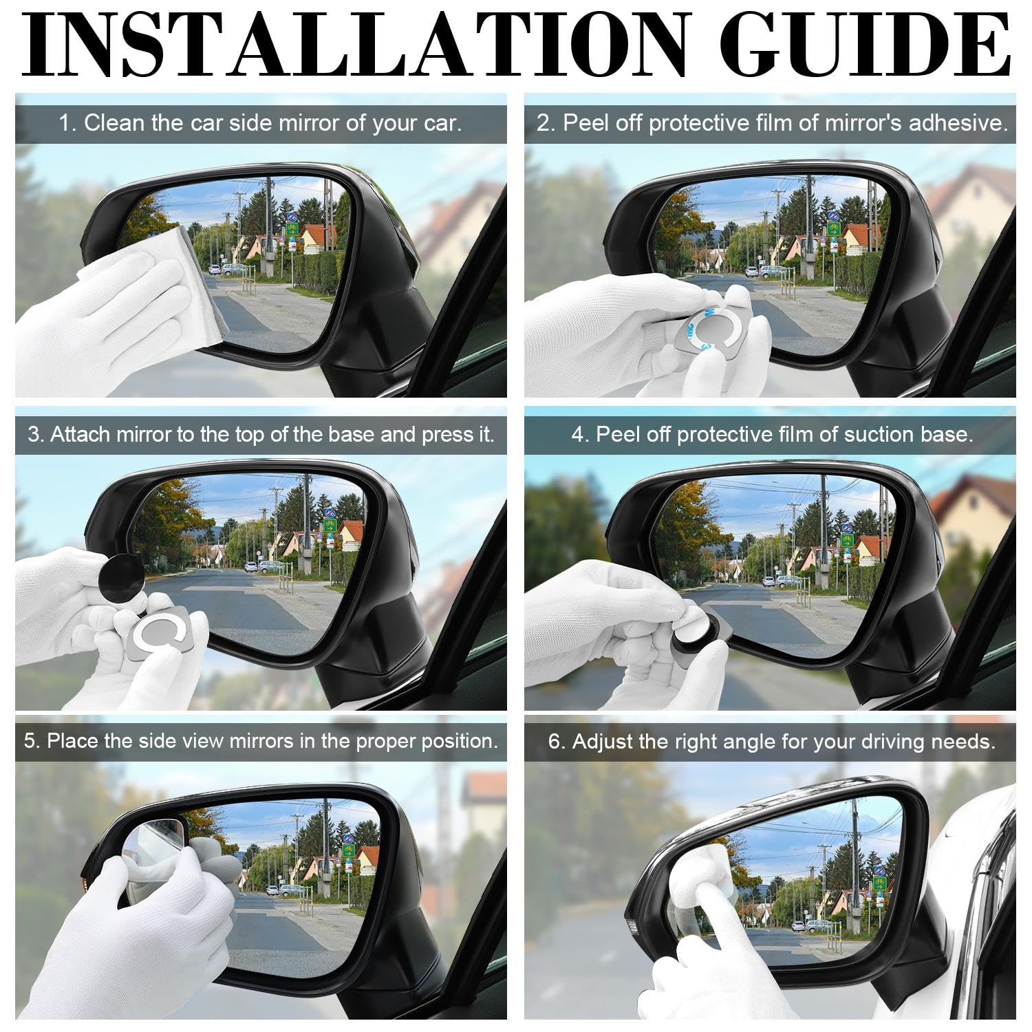 Livtee Blind Spot Mirror, Fan Hd Glass Frameless Convex Rear View Mirror With Wide Angle Adjustable Stick For Cars Suv And Truck