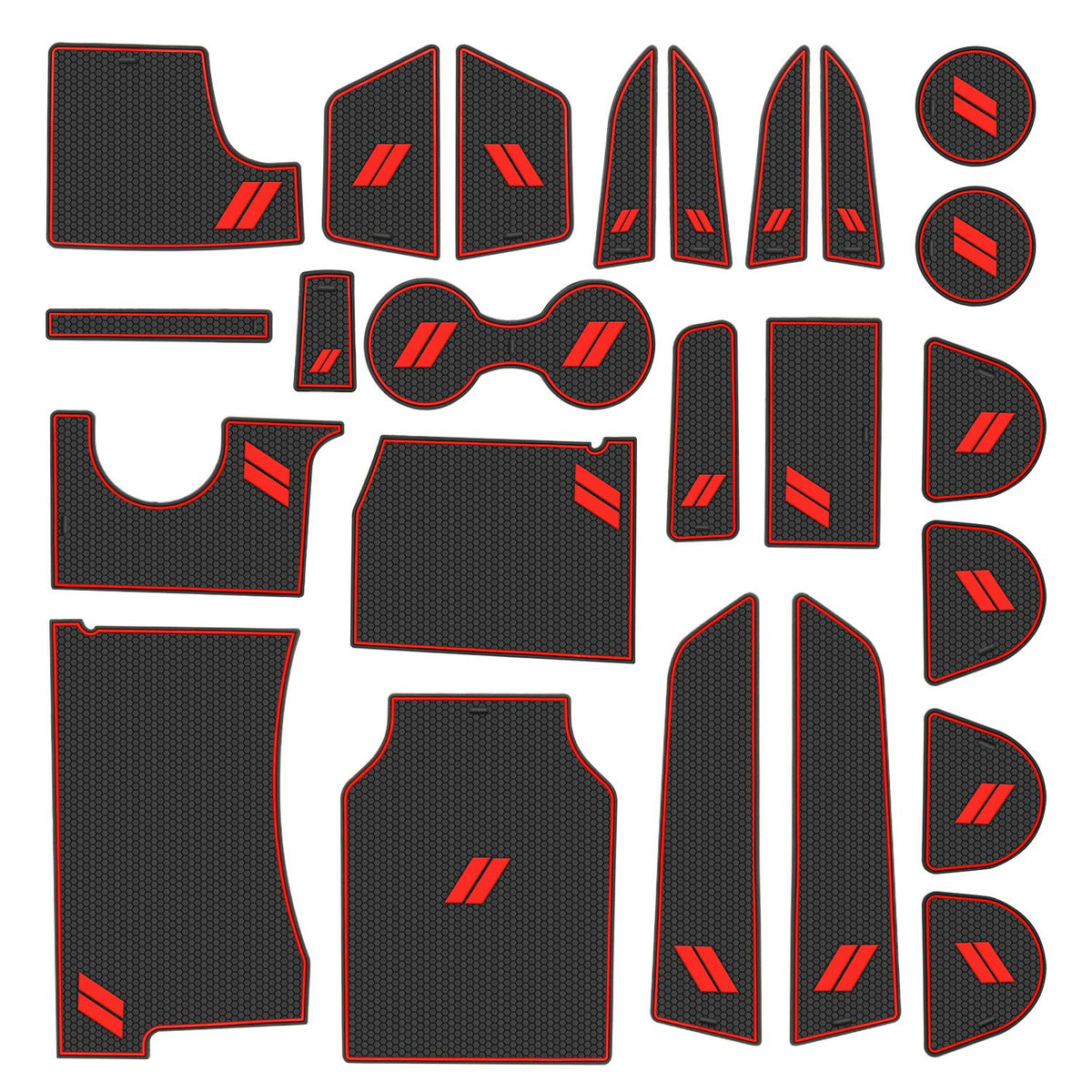 Remoch Fits Dodge Charger Accessories 2015-2023, Cup Holder Insert Center Console Shifter Liner Trim Interior Door Pocket Mats Pad (26Pcs Set, Red Trim)