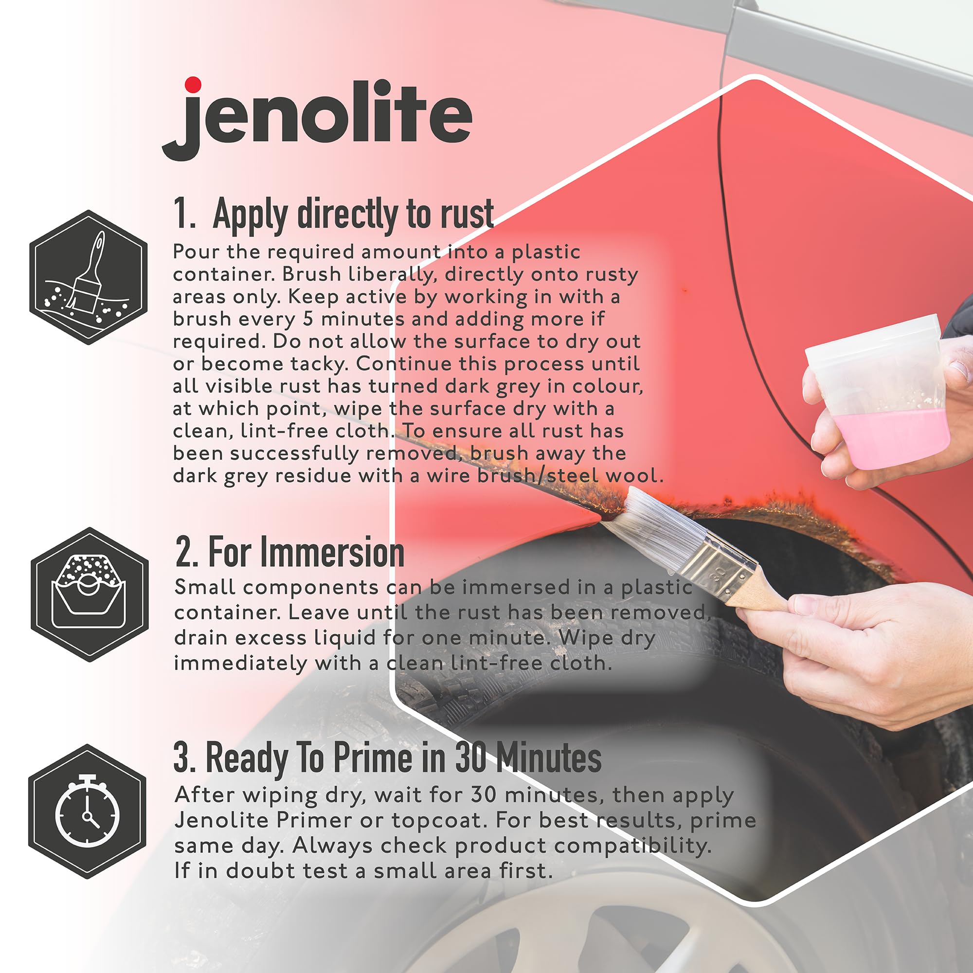 Jenolite Rust Remover - Thick Liquid - Remover Rust Back To Bare Metal - 17Oz (500Ml)