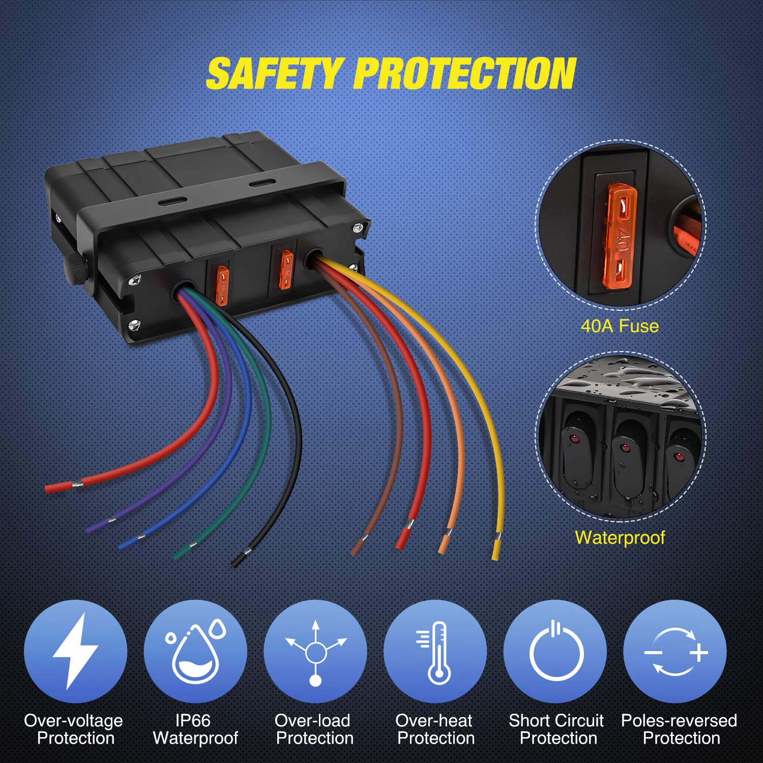 Nilight - 6 Gang Rocker Switch Box SPST Toggle Switch Panel 12V 24V 20A Switch Panel 60Amp Max for Automotive Cars Vehicles Boat