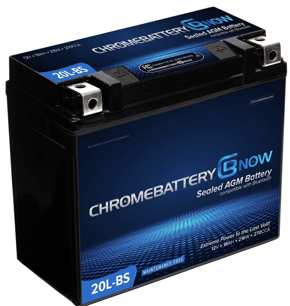 CHROMEBATTERY NOW 20L-BS Maintenance-Free 12V 21Ah Battery Replacement for ATV, Motorcycle, Jet Skis, Scooter, UTV, and More - N