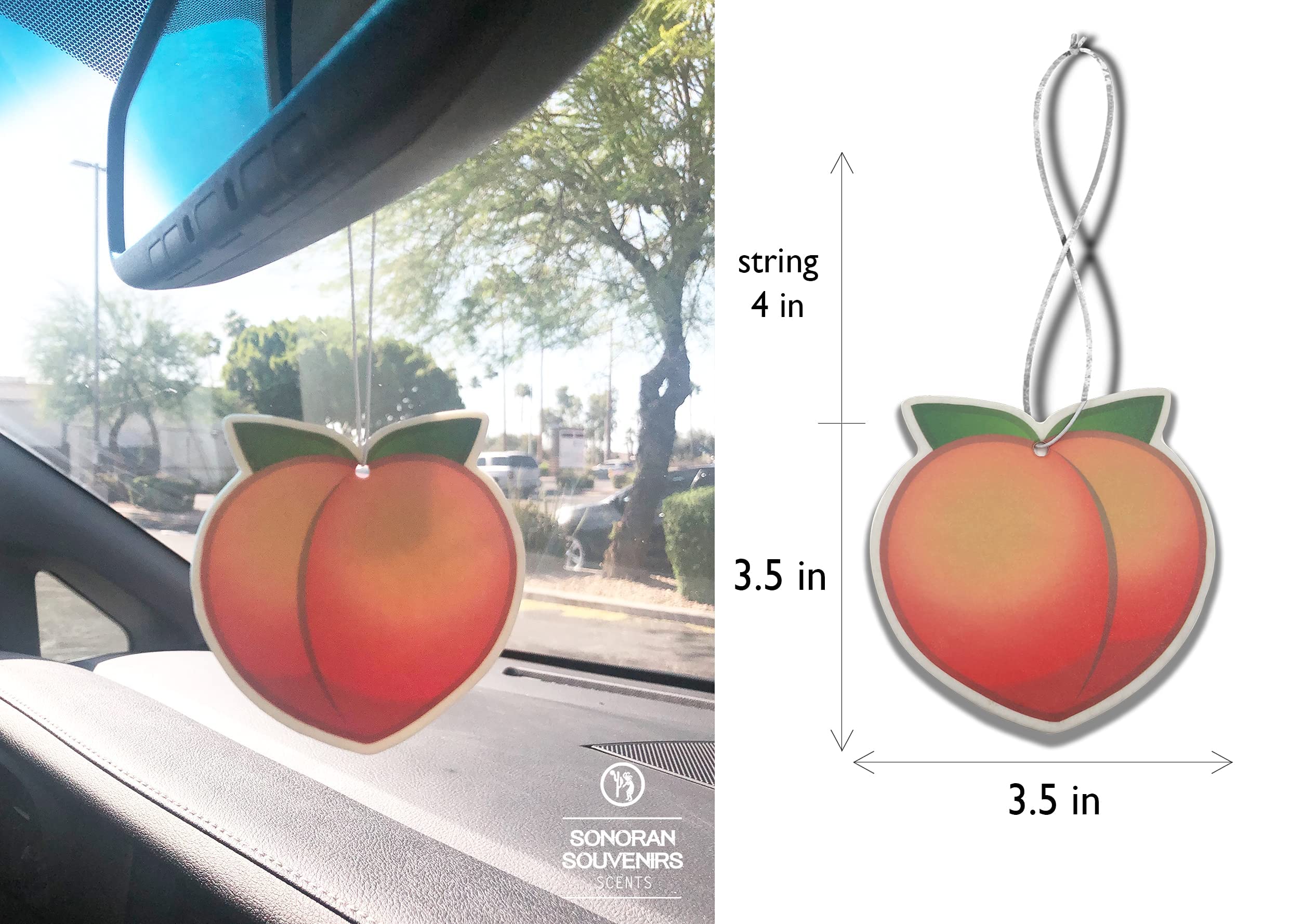 (Pack of 4) Fruity Fruit Air Fresheners - Automotive Accessory - Car Hanging Air Fresheners (Peach)