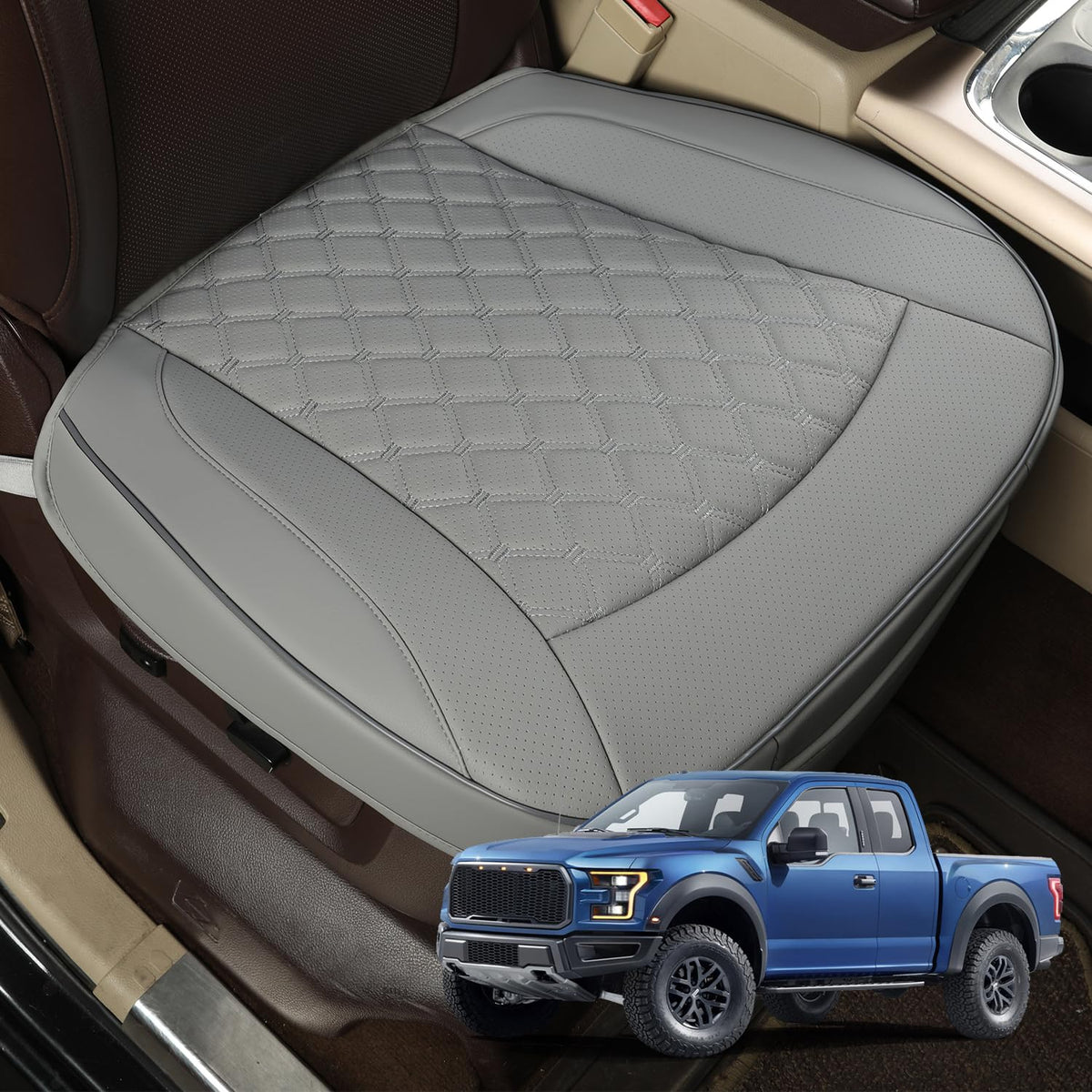 Giant Panda Bottom Seat Cover For Trucks&Suv, Front Pu Leather Driver Seat Protector Fit For Chevy,Ram,Toyota,Gmc,Ford F150 F-Se