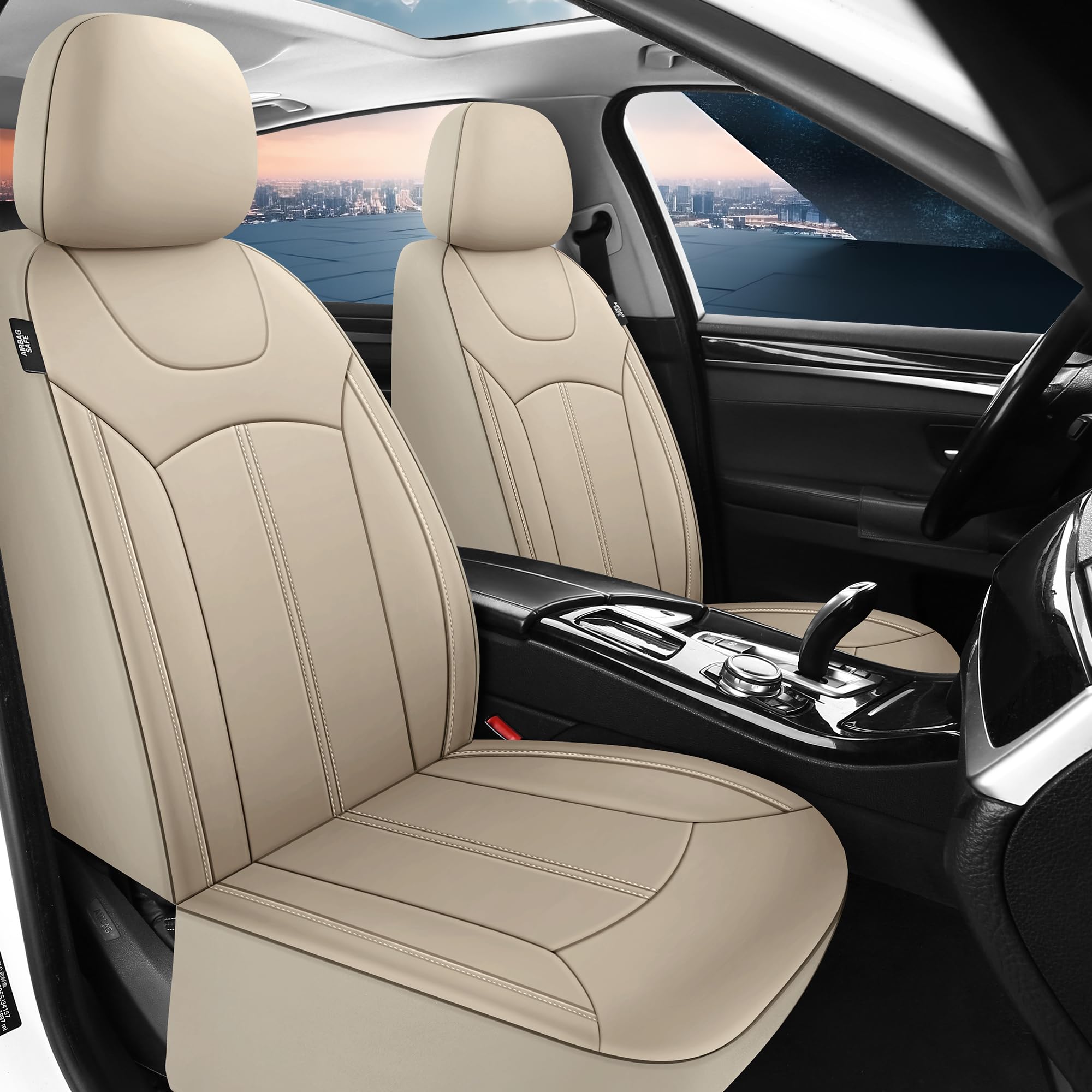 Pariiaotin Premium Leather Car Seat Covers Full Set, Waterproof Full Seat And Split Rear Bench Seat Covers For Cars,Universal Au