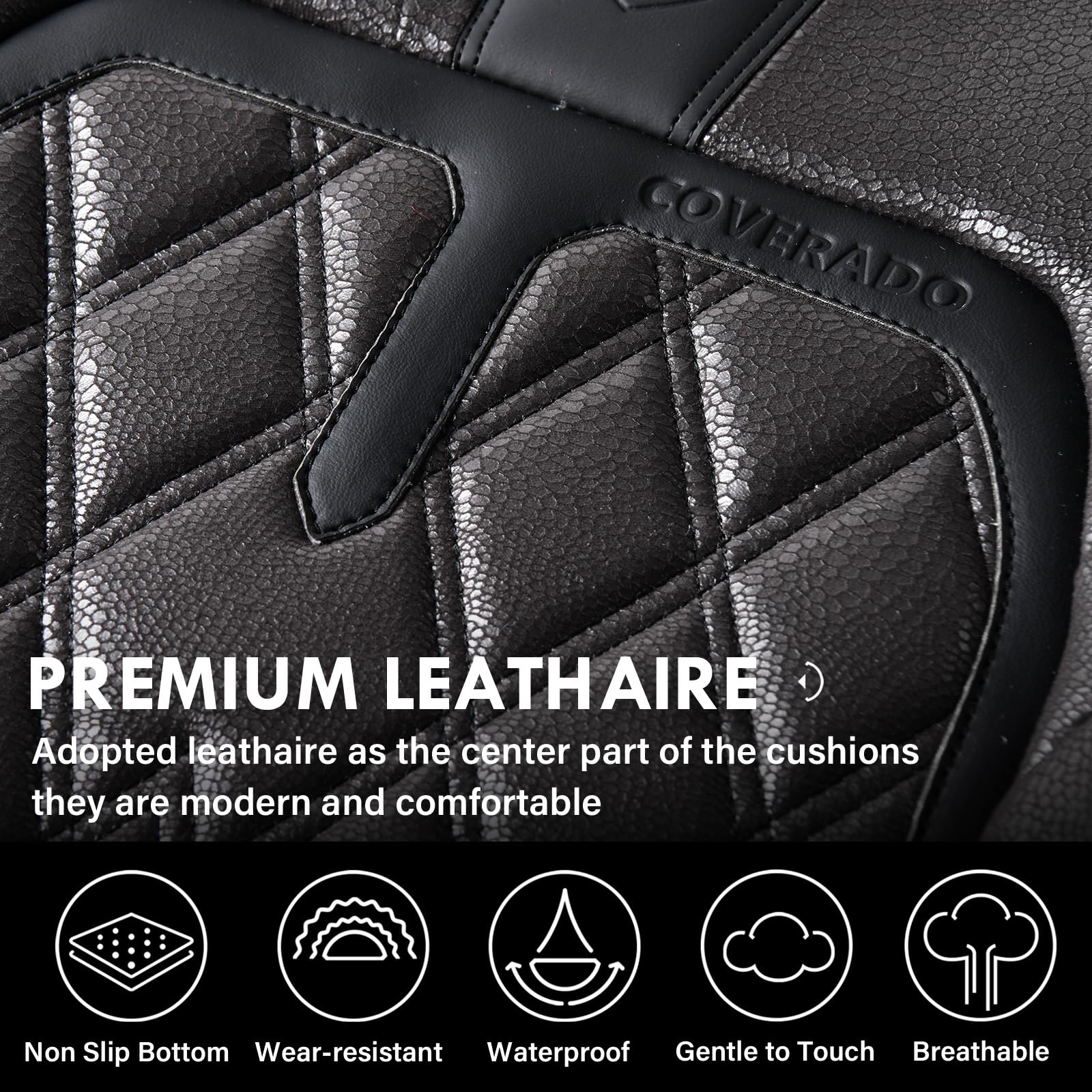 Coverado Car Seat Covers Front Seats, 2 Pack Waterproof Leather Seat Covers For Cars, Luxury Car Seat Protector, Anti-Slip Desig