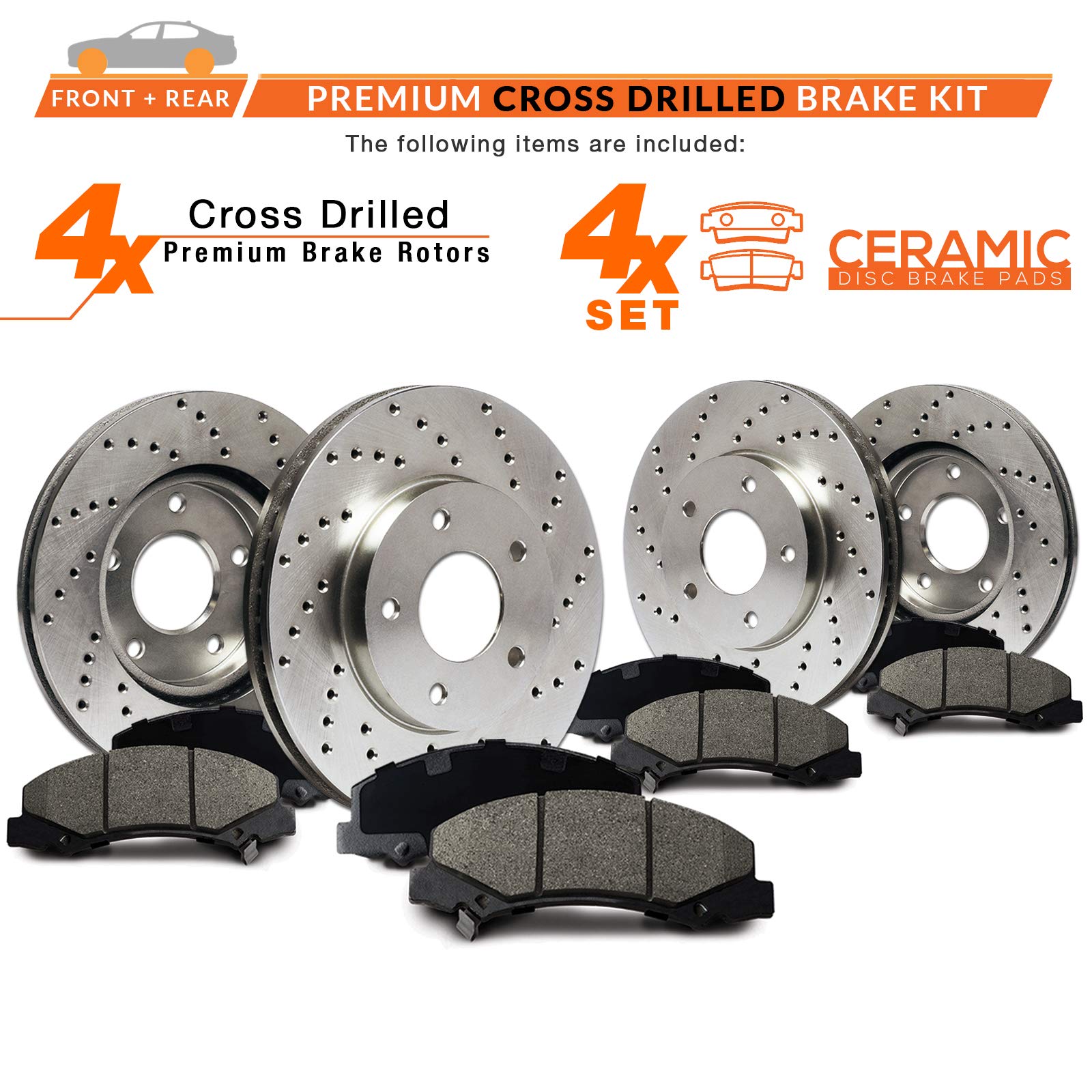 [Front + Rear] Max Brakes Premium Xd Rotors With Carbon Ceramic Pads Kt015223-1