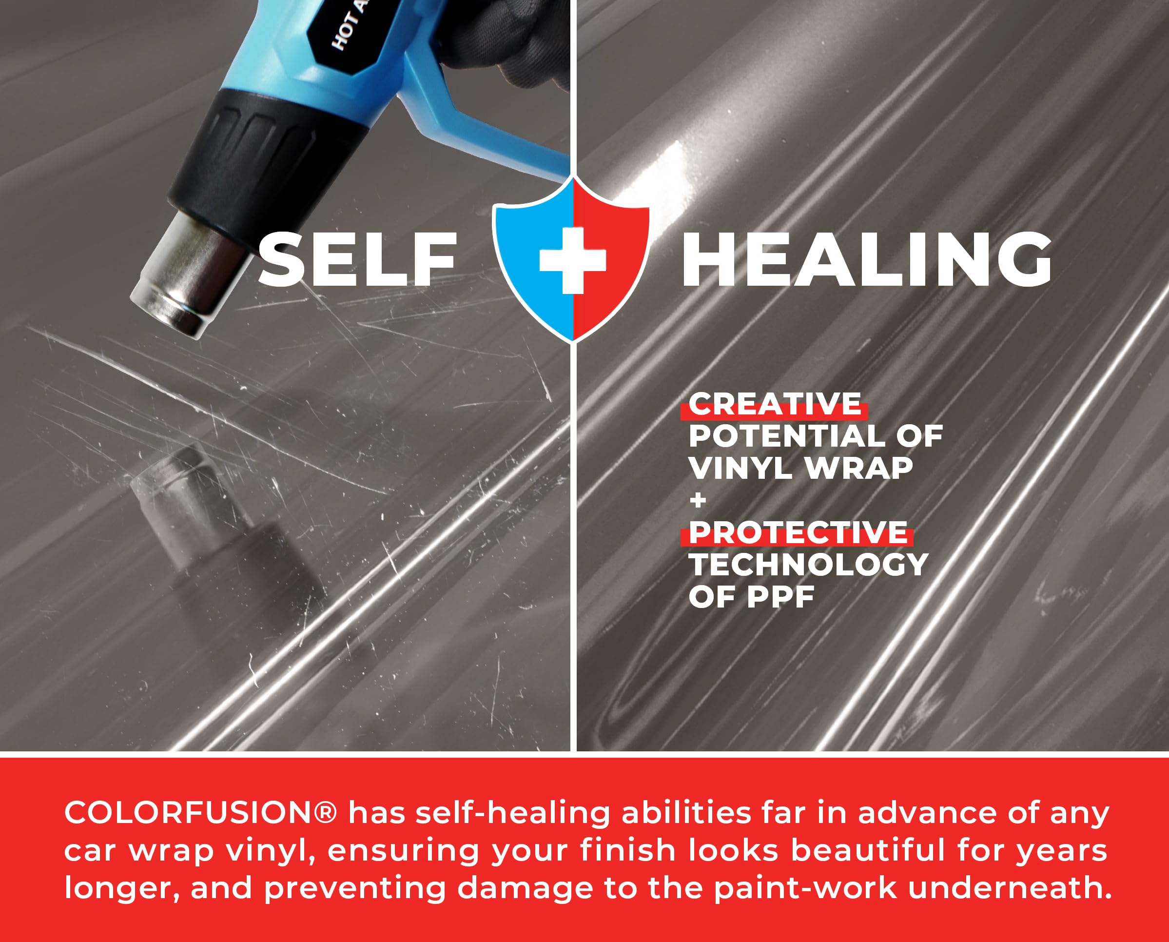 Colorfusion Ppf By Vvivid, Gloss Nardo Grey Dry Apply Ppf Vinyl Car Wrap Roll 1.3Ft X 5Ft