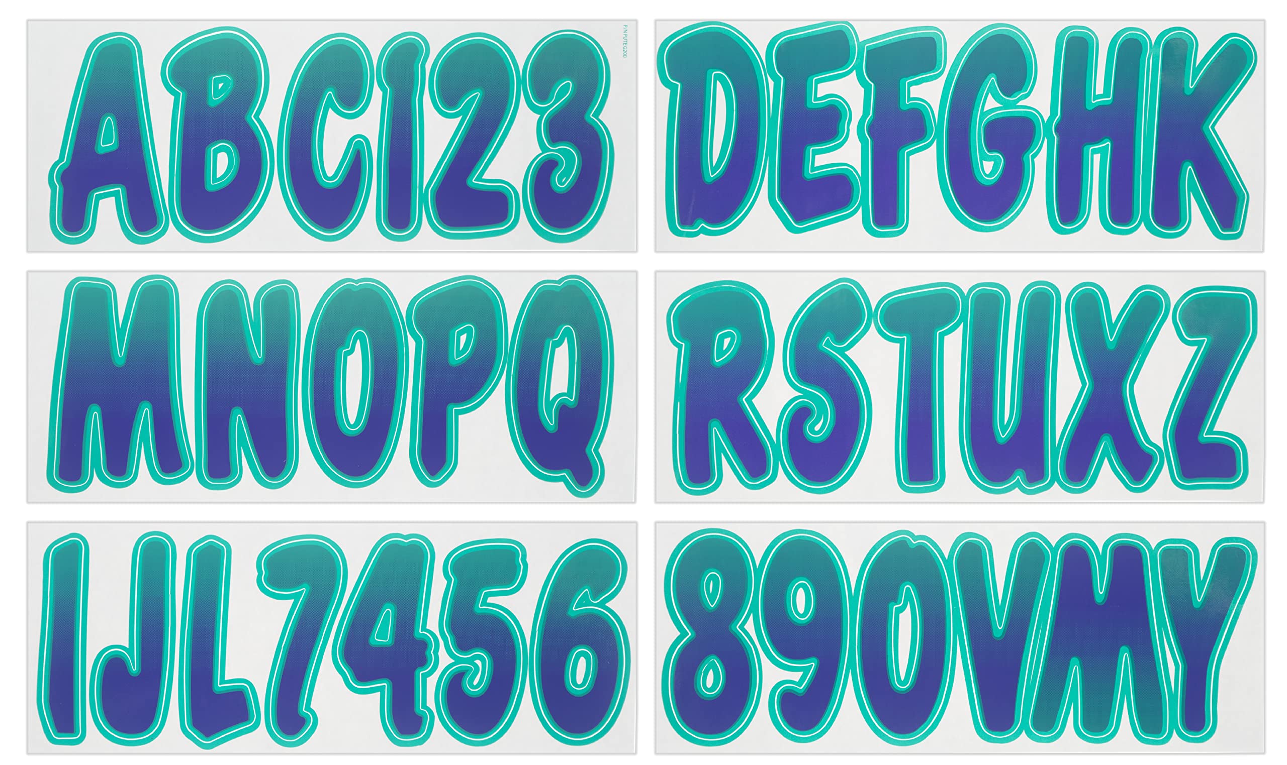 Hardline Products Series 200 Factory Matched 3-Inch Boat & Pwc Registration Number Kit, Purple/Teal - Puteg200