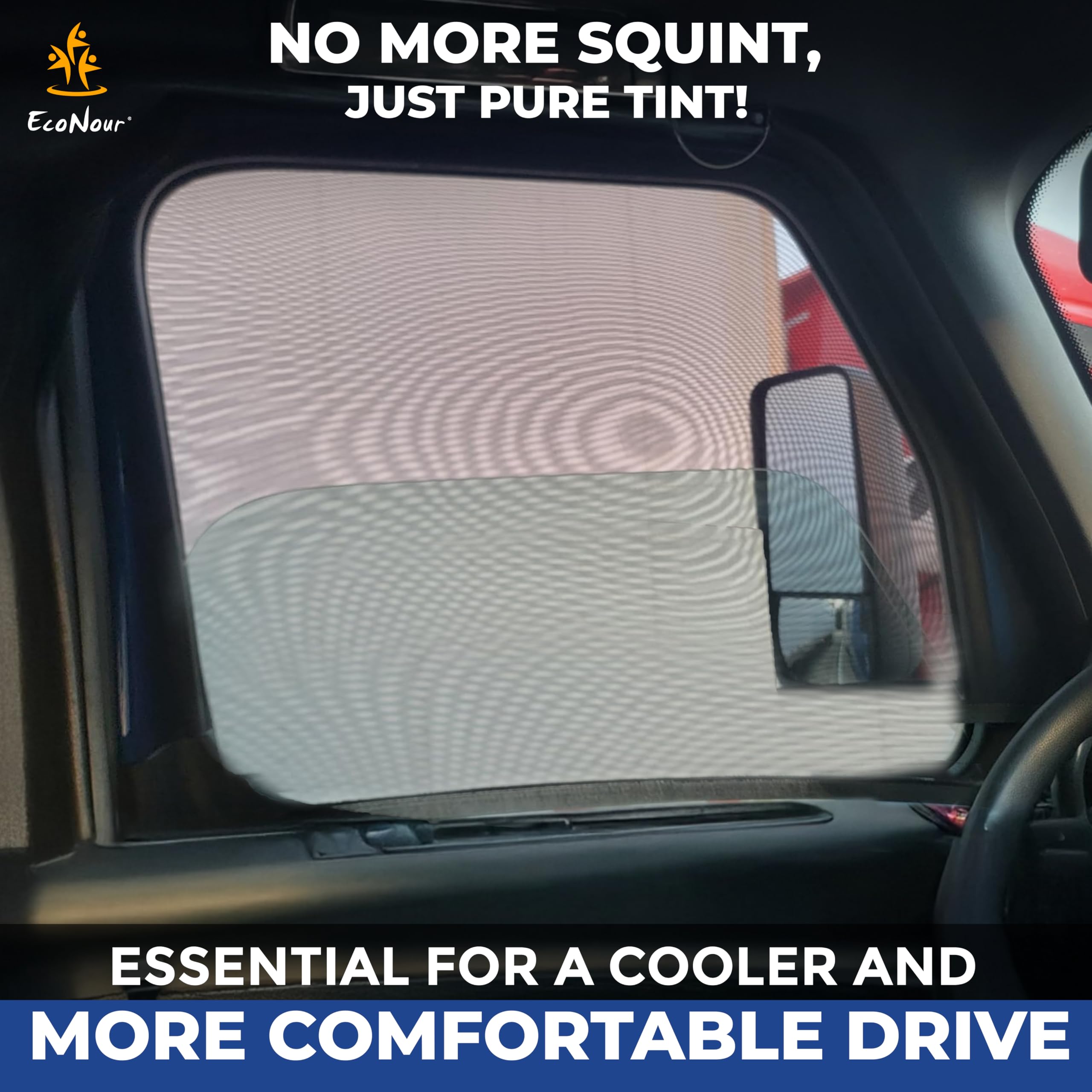 EcoNour XXXL Truck 2-Pack Side Window Shade | Front Side Windows Protects UV Rays and Sun Glare | Stretchable & Breathable Mesh