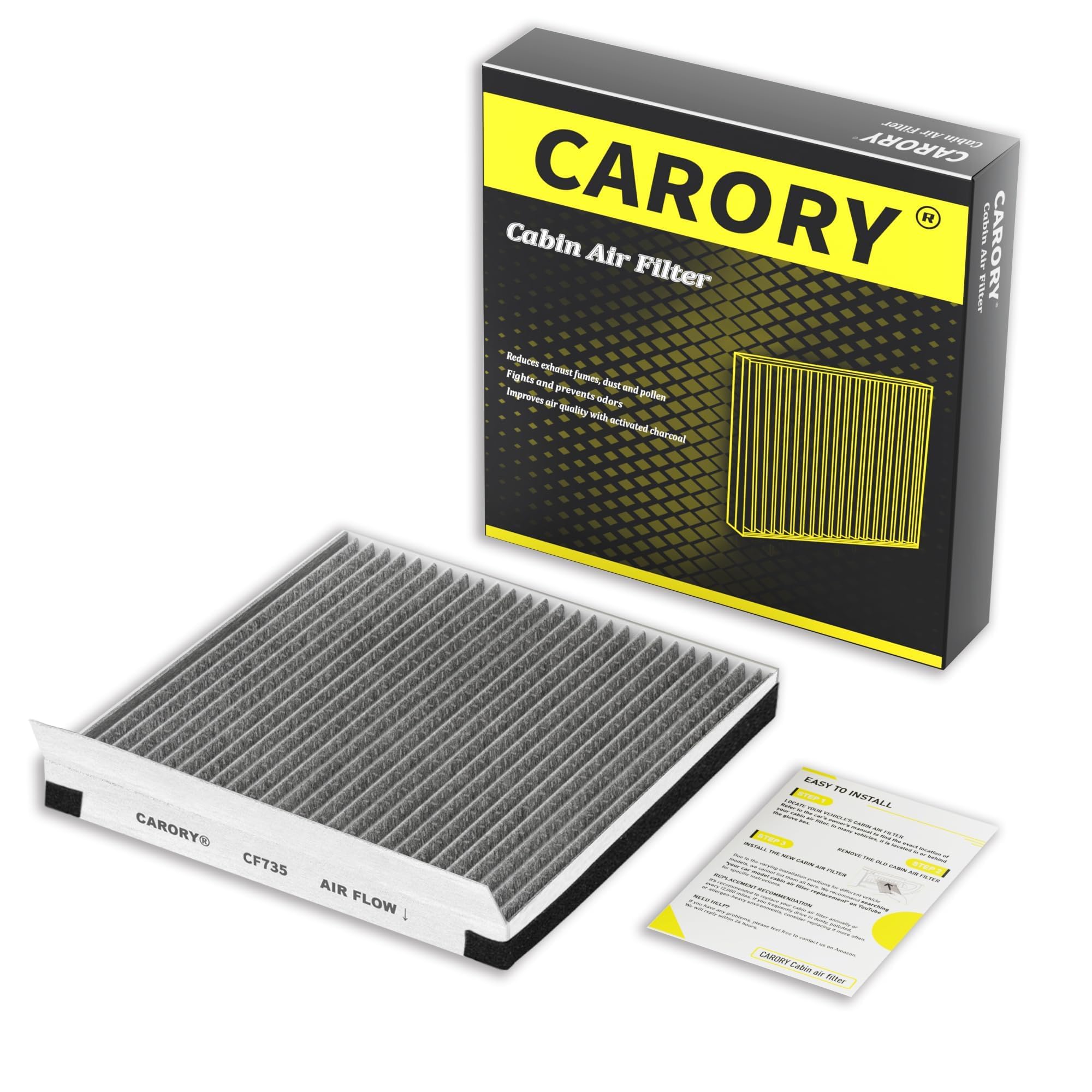 CARORY Cabin Air Filter w/Activated Carbon for Hyundai Santa Fe 19-20, Genesis 09-16, Kia Telluride 20-23, Stinger 18-23, Genesi