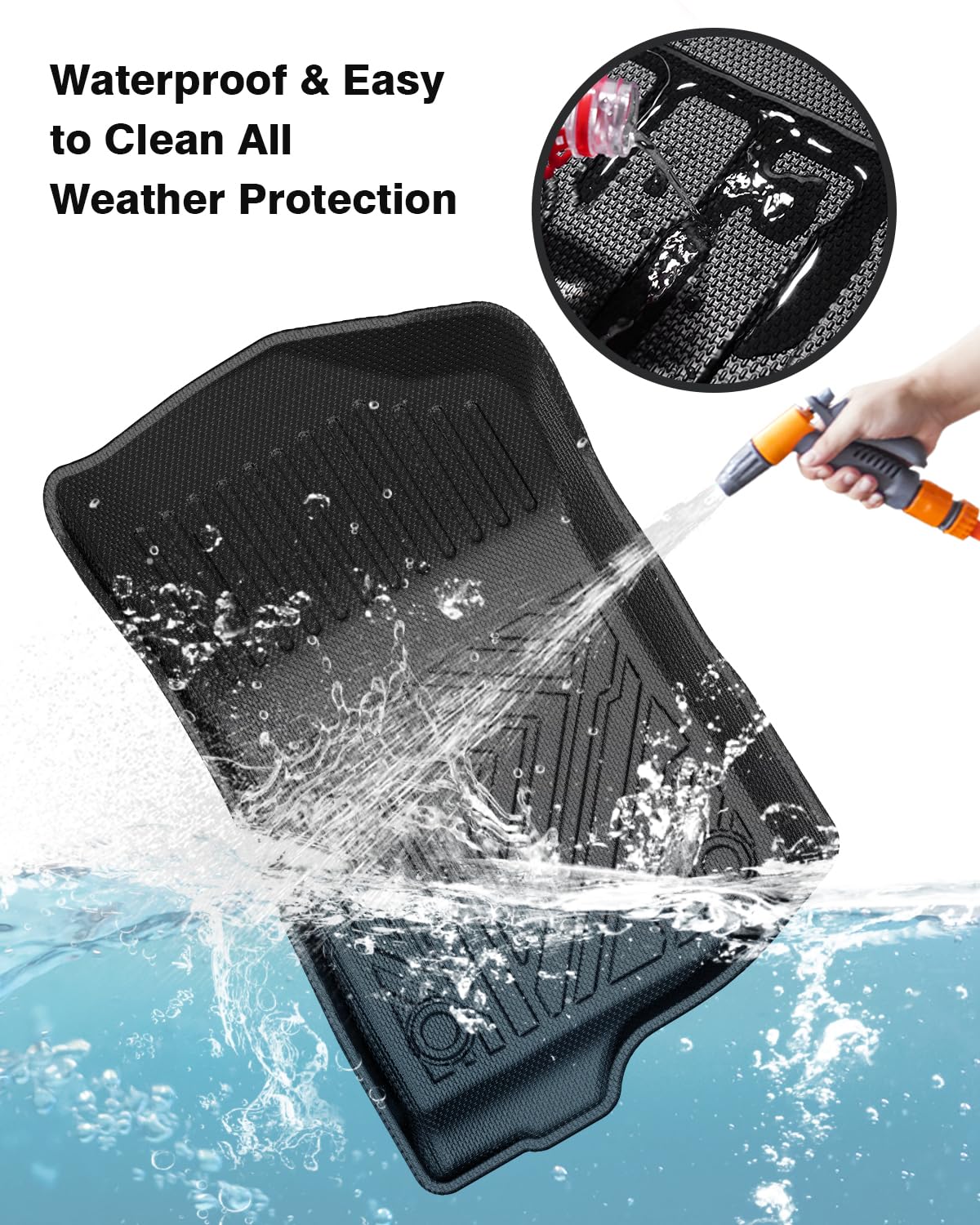 Powerty Floor Mats & Cargo Liner For 2021-2025 Jeep Wrangler 4Xe 4 Door Accessories Floor Mats 2 Row Liner Set All Weather Tpe 3