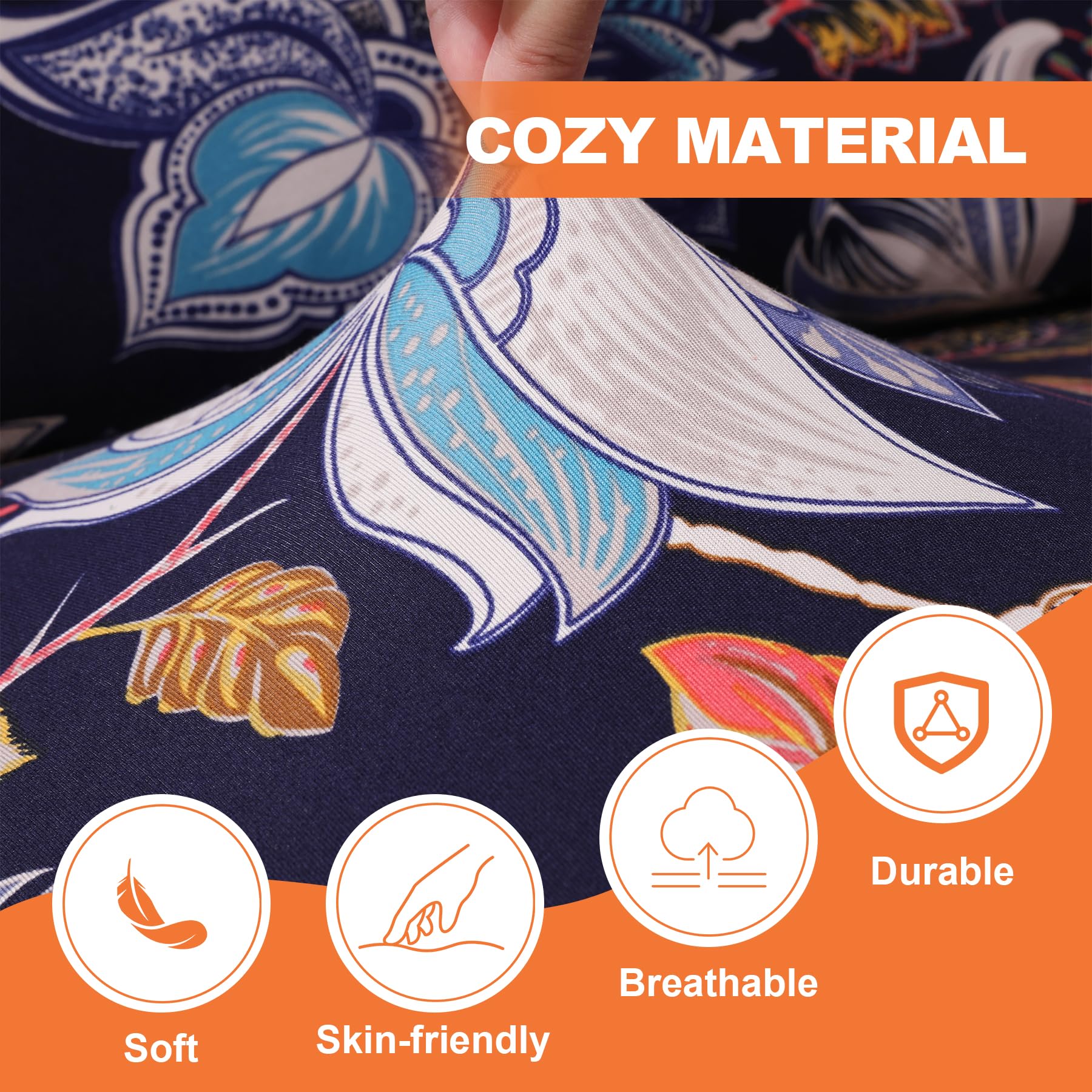 Fuangui Rv Dinette Cushion Covers - Stretch Camper Cushion Booth Seats Replacement - Washable Sofa Furniture Protector (B5, 2 Be