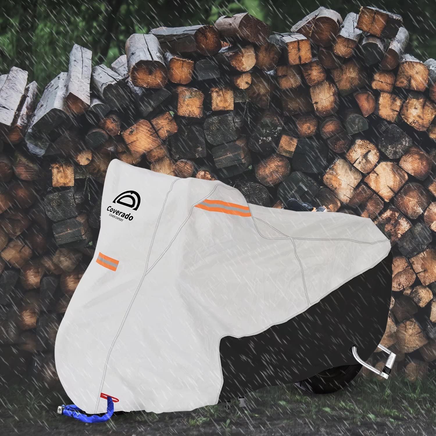 Coverado Motorcycle Cover Waterproof, All Weather Protection Outdoor Full Motorcycle Covers - Uv Proof With Flame Retardant Fabr