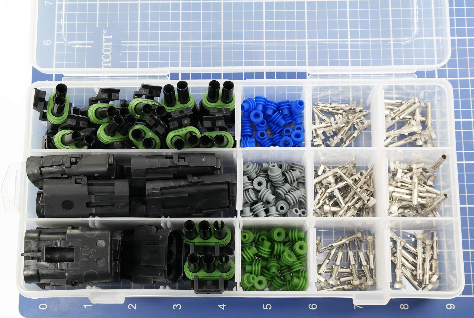 184Pcs 2, 3 Pin Weatherpack, 20 Amp Terminal Kit 10-20