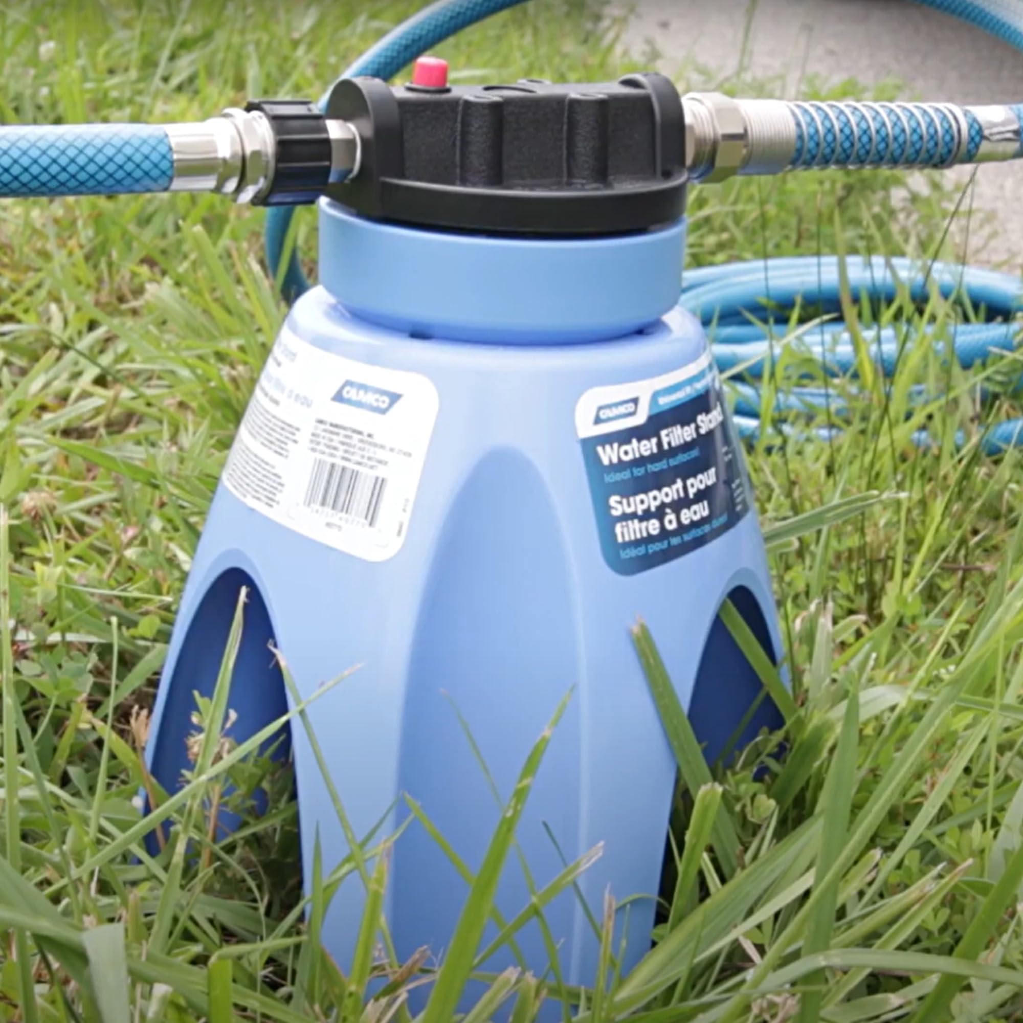 Camco - 21018 Universal Fit Plastic Water Filter Stand- Supports Water Filter in Upright Position To Reduce Hose Kinking and Max