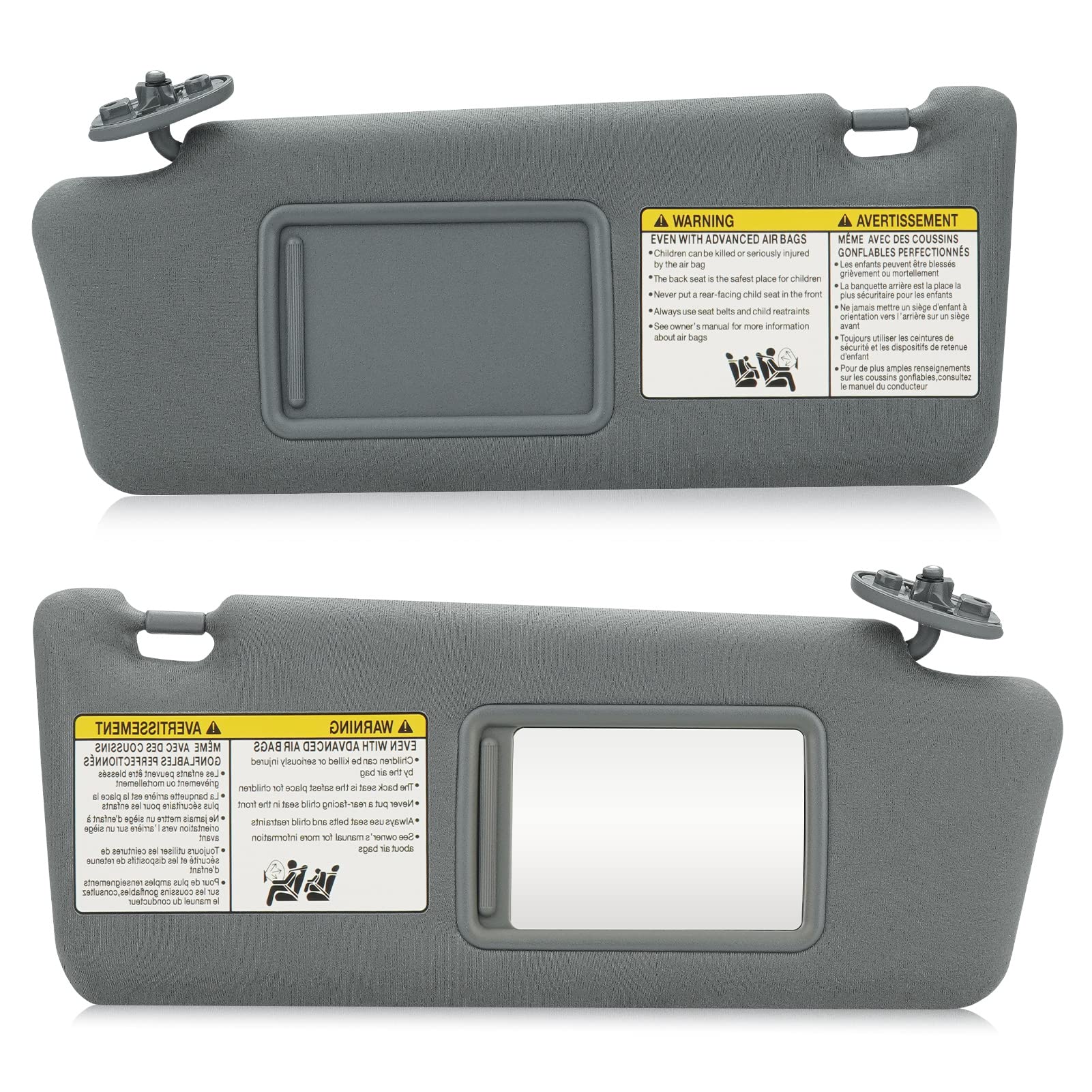 Left & Right Sun Visor for 2005-2015 Toyota Tacoma Without Light, Driver & Passenger Sides Gray Sunvisor Replacement 74320-35C10
