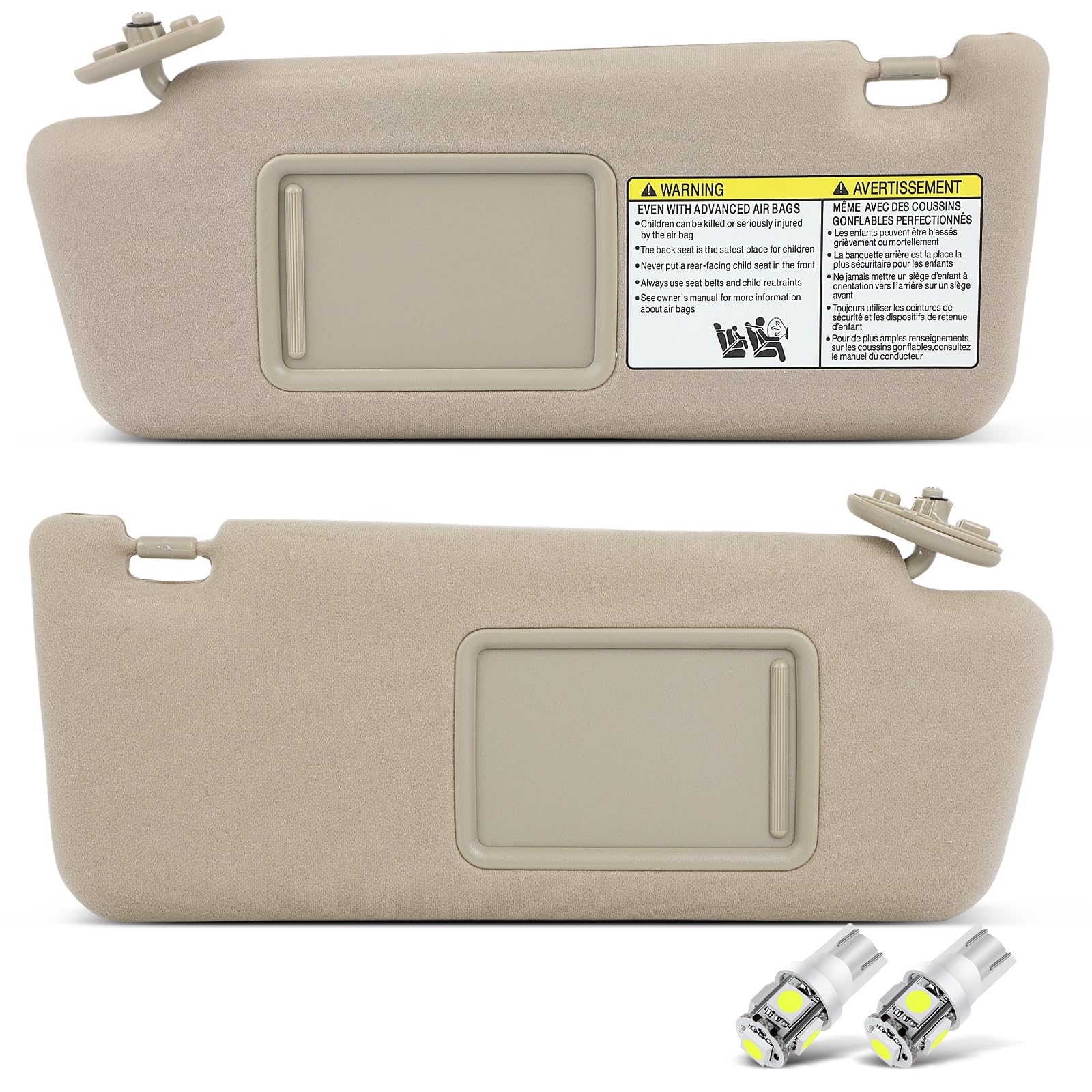 Scitoo Left & Right Sides Sun Visor Assembly Fit For 2005-2014 For Toyota Tacoma Without Sunroof (Beige)