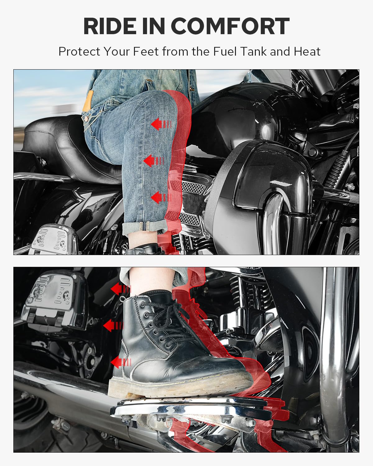 Benlari Upgraded 1inch &1.5inch Driver Floorboard Extensions, Floorboard Spacer Extenders Compatible for Harley Touring Street G