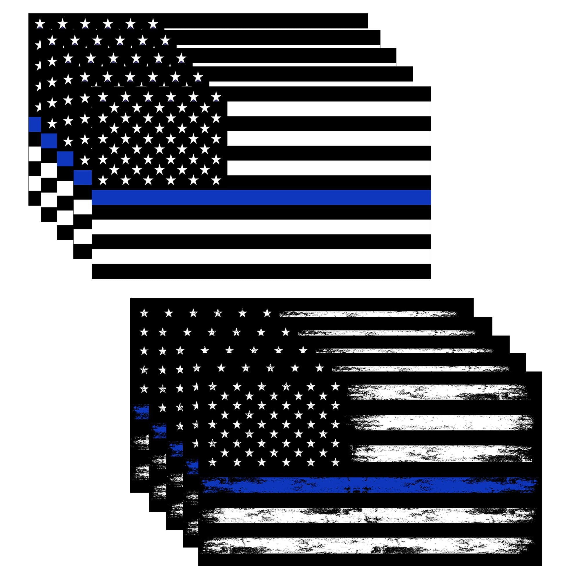 Gritkulture 5.1 Inch X 3 Inch Thin Blue Line Us Flag Decal Stickers Pack Of 10 For Trucks Cars American Flag Black American Flag
