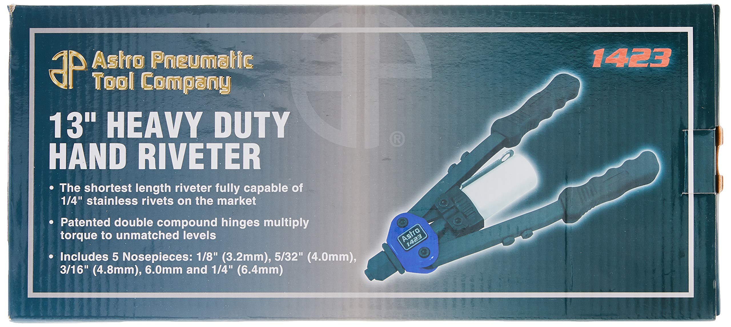 Astro Pneumatic Tool 1423 1/4 Heavy Duty Hand Riveter - 13 Long, Durable Construction for Professional Use