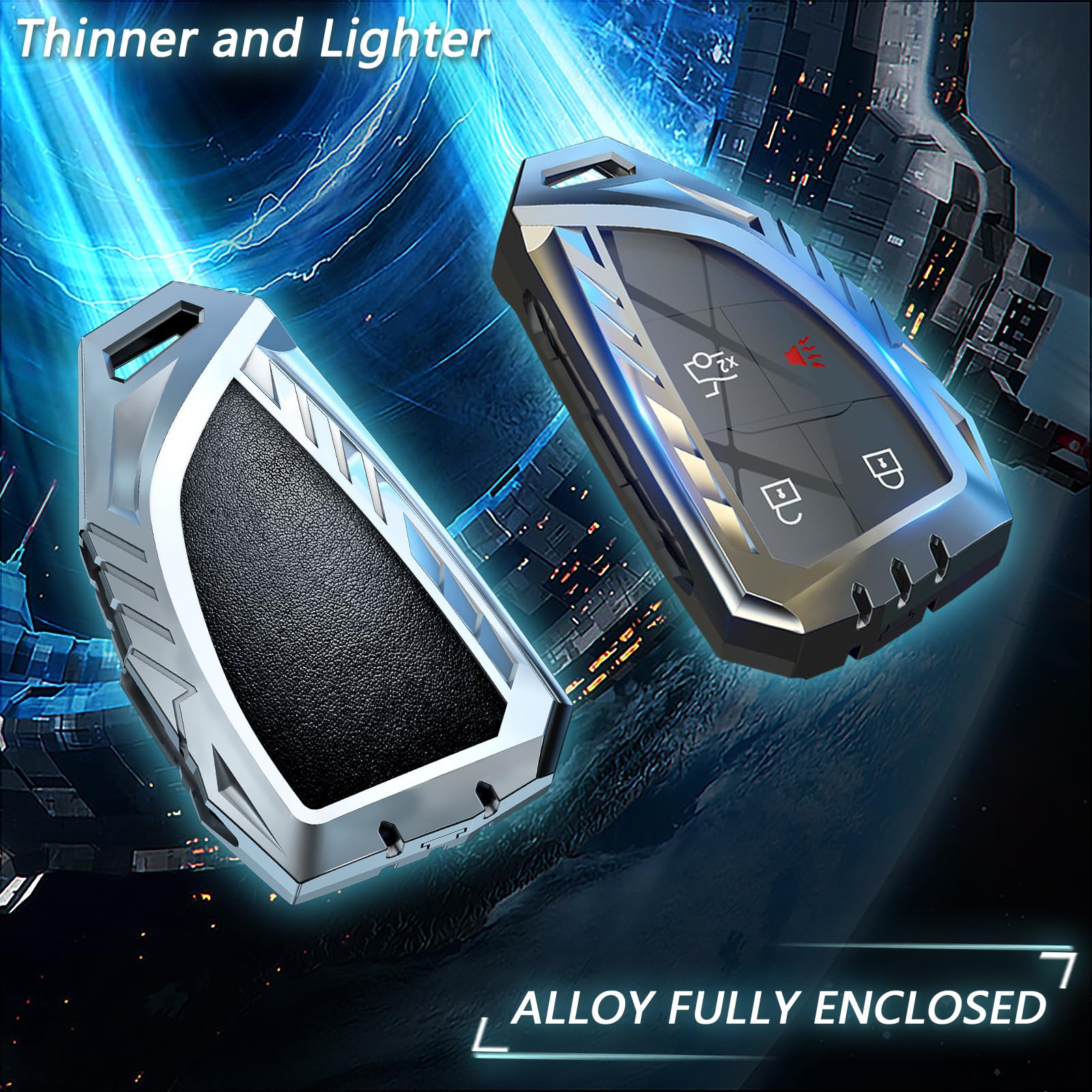 Ocezbiis For Chevy Key Fob Cover,Keychain,Zinc Alloy Protection Car Key Shell Case Compatible With Chevrolet Buick Gmc Series Sm