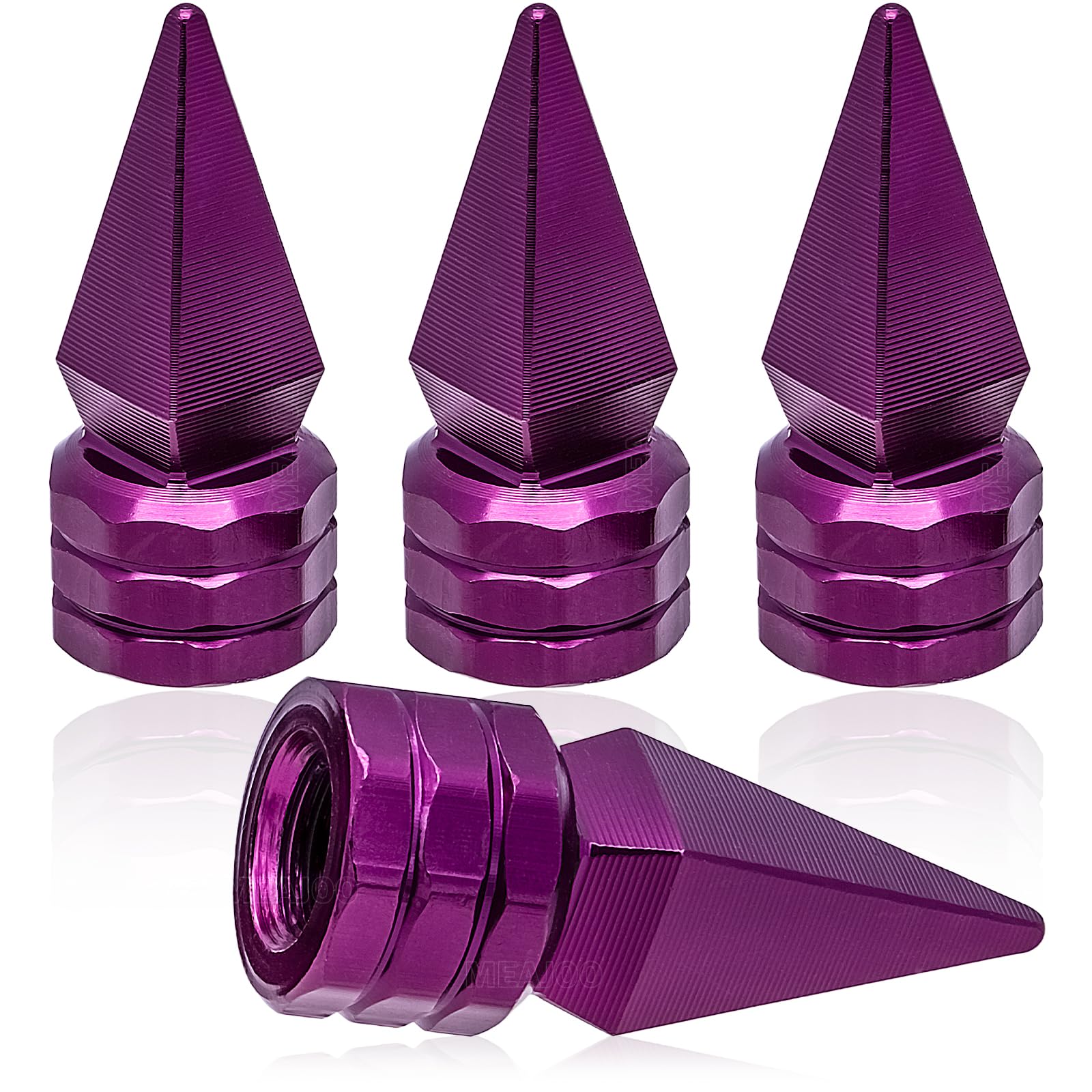 Meajoo 4Pcs Spiked Shape Tire Valve Stem Caps, Aluminum Alloy Spike Wheel Tire Valve Stem, Universal Dustproof Waterproof Air Ca