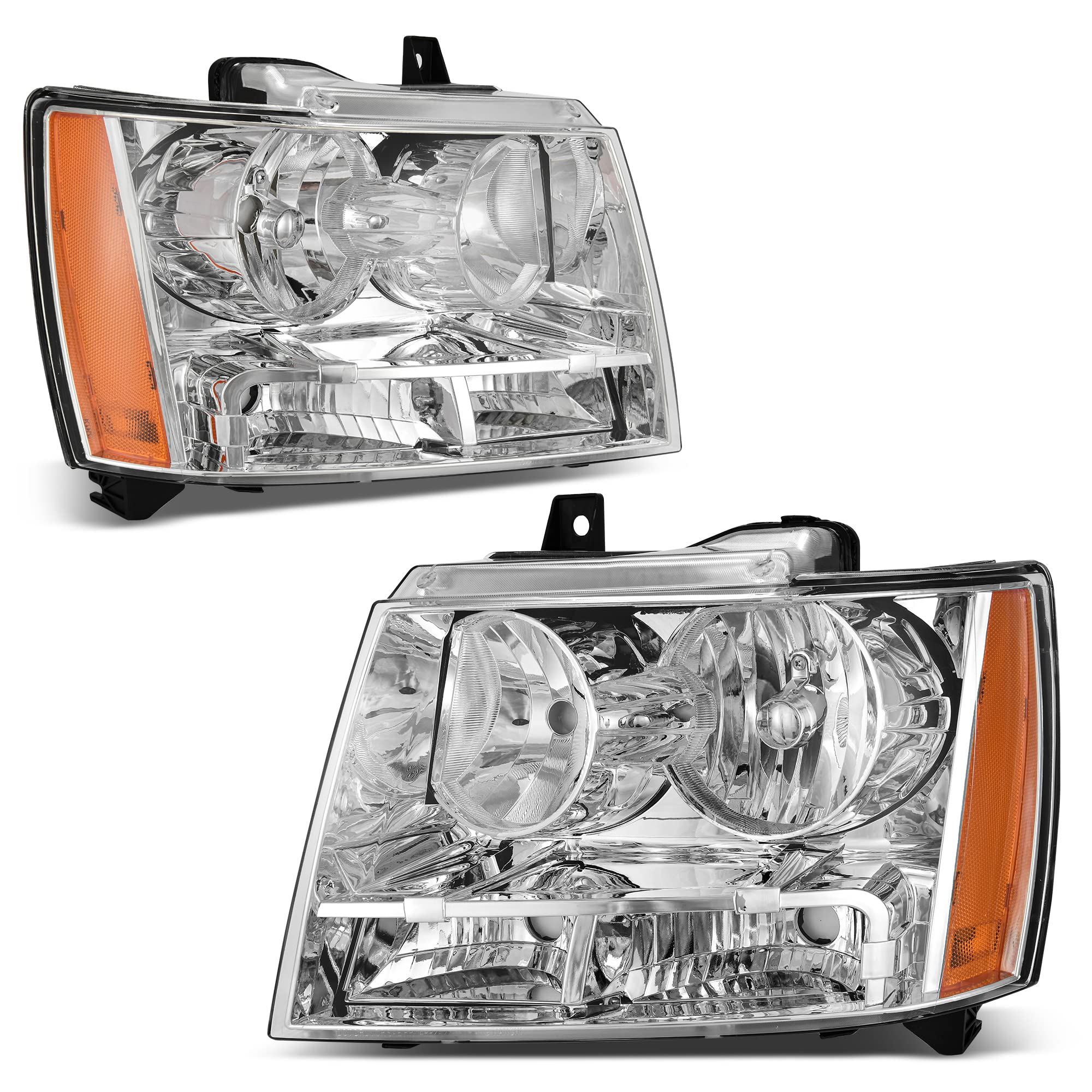 Autosaver88 Headlights Assembly Compatible With 2007-2013 Chevy Avalanche /07-14 Chevrolet Suburban Tahoe Halogen Model Replacem
