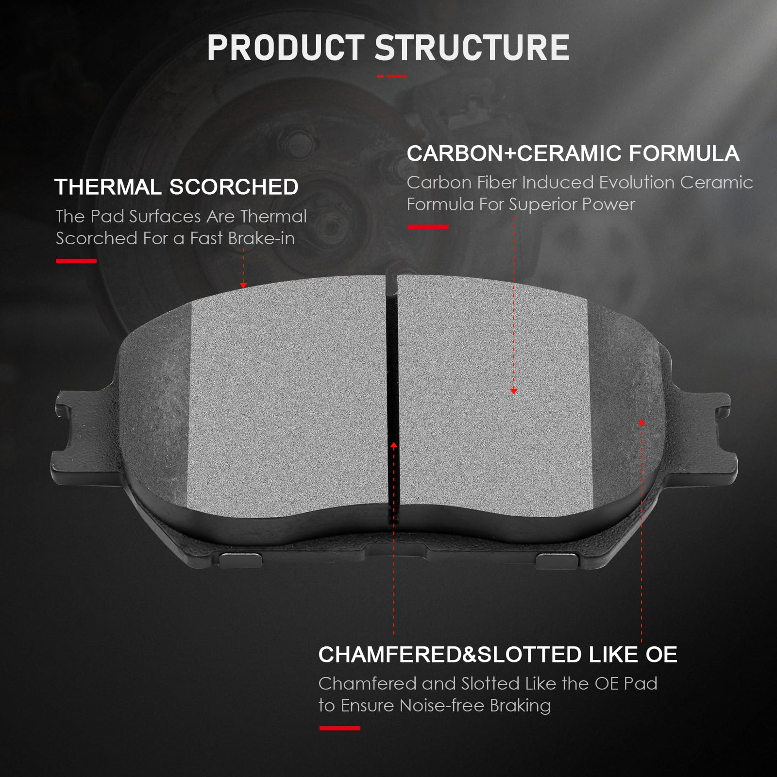 Cciyu D908 D1113 8Pcs Front & Rear Ceramic Brake Pads Kits 2006 For Lexus Gs300, 2009-2013 For Lexus Is250