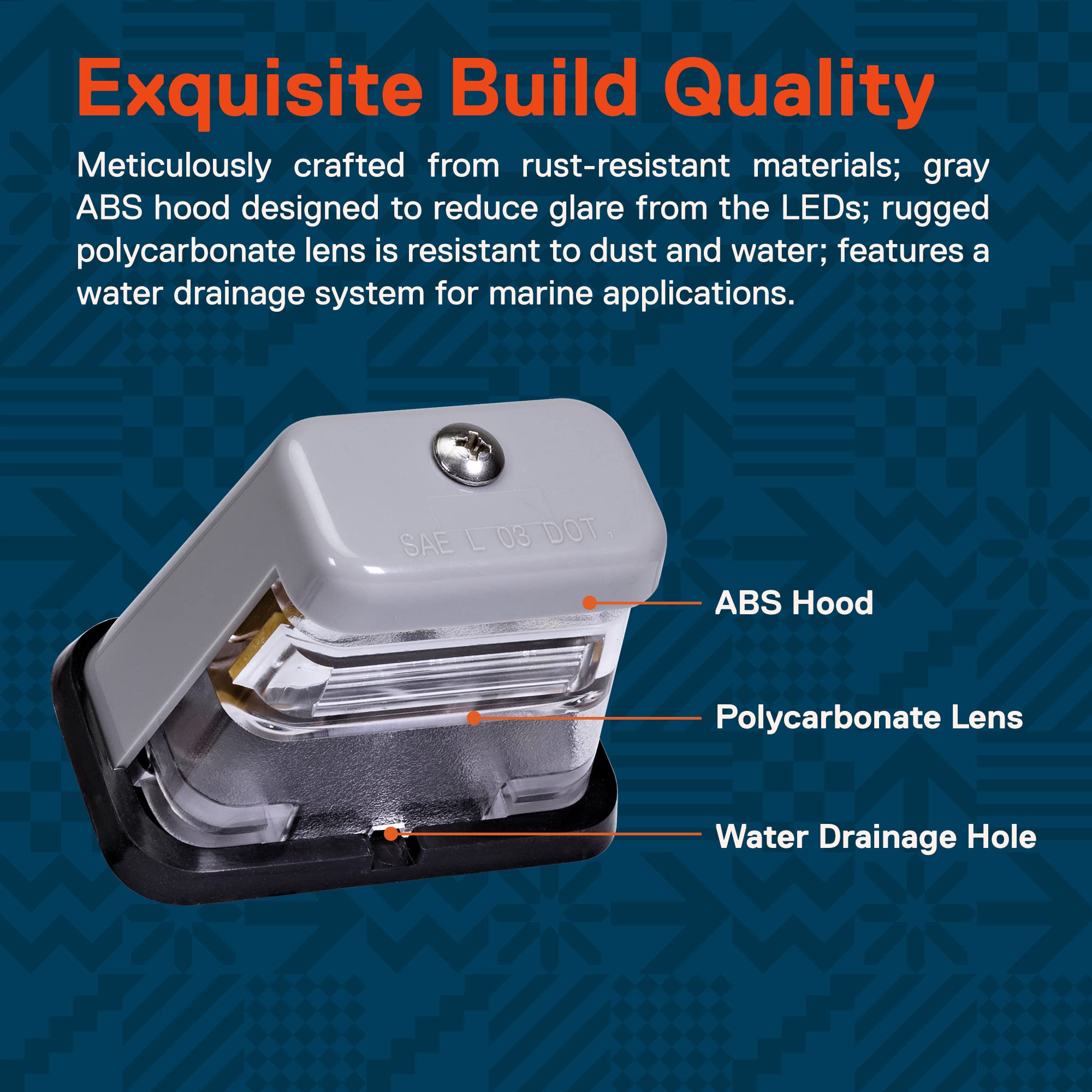 True Mods Gray Led Boat Trailer License Plate Light [Stud Mount] [Dot Fmvss 108] [Sae L] [Waterproof] [12V Dc] Universal Submers