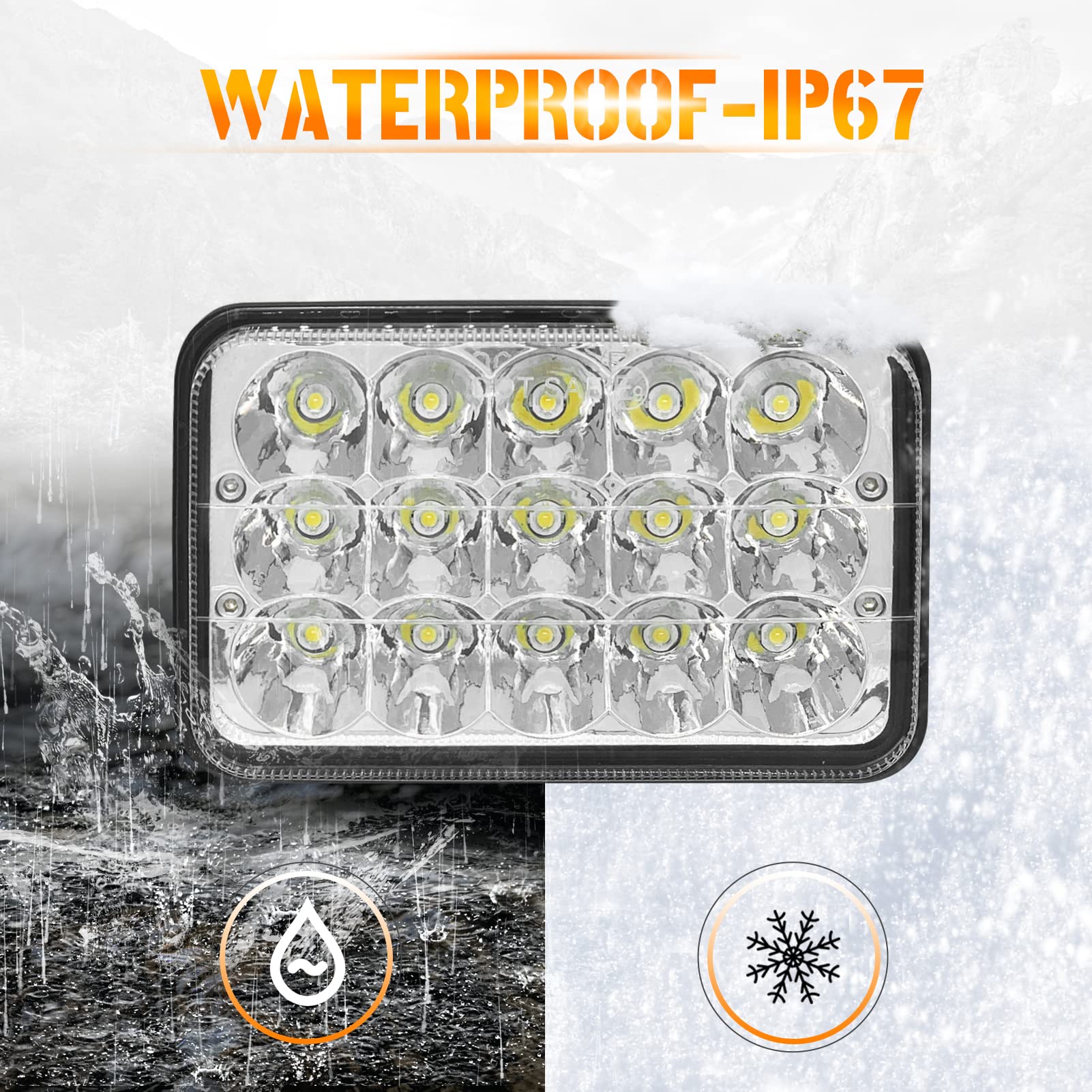 4X6 Inch Led Lights 4Pcs Hi/Lo Sealed Beam Rectangular Led Lights H4651 H4652 H4656 Light For Kw Peterbil Freightinger Oldsmobil