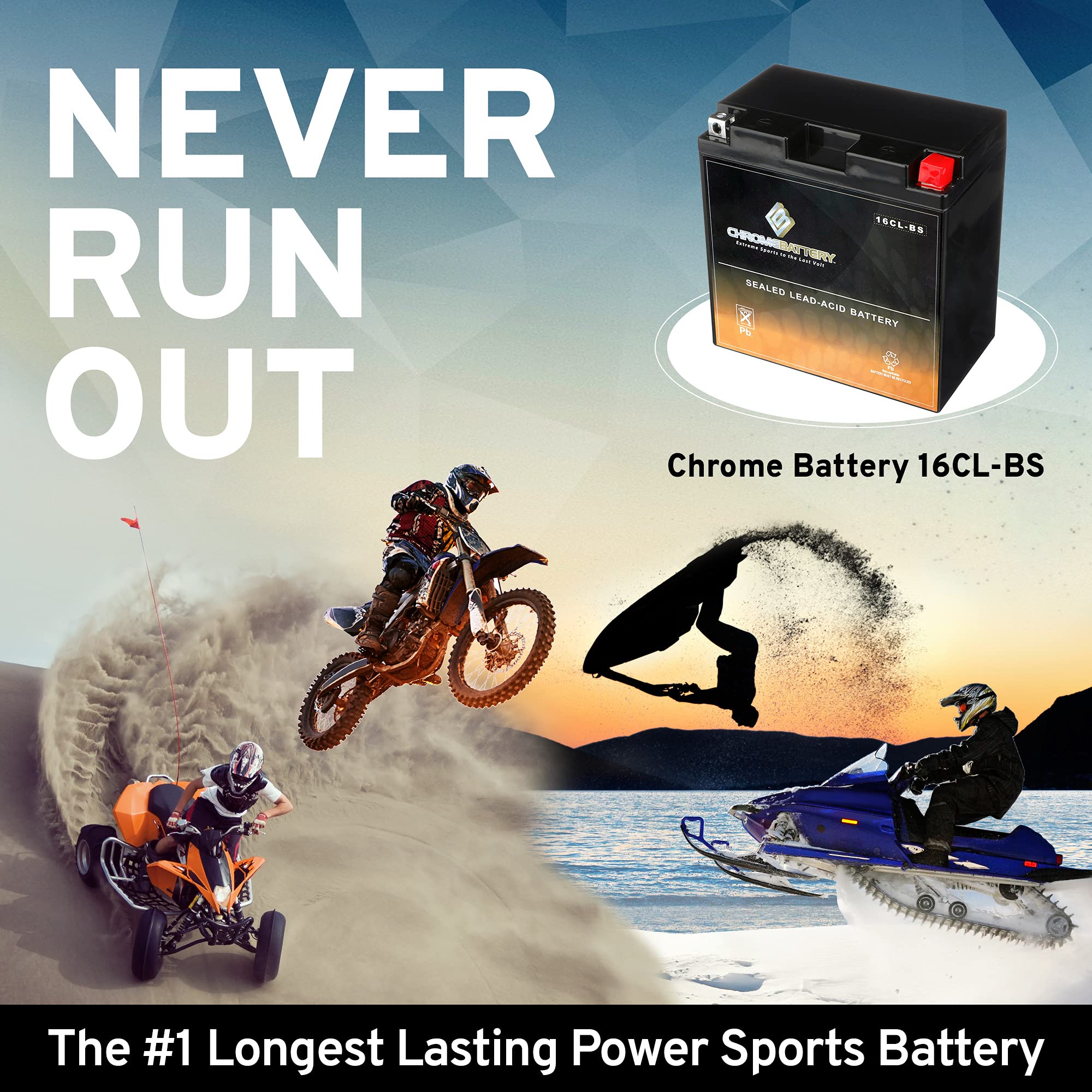 Cb Chromebattery Yb16Cl-Bs Maintenance-Free, 240Cca, 12V 19Ah Battery Replacement For Brp Sea-Doo Jet Skis, And More - Nut And B