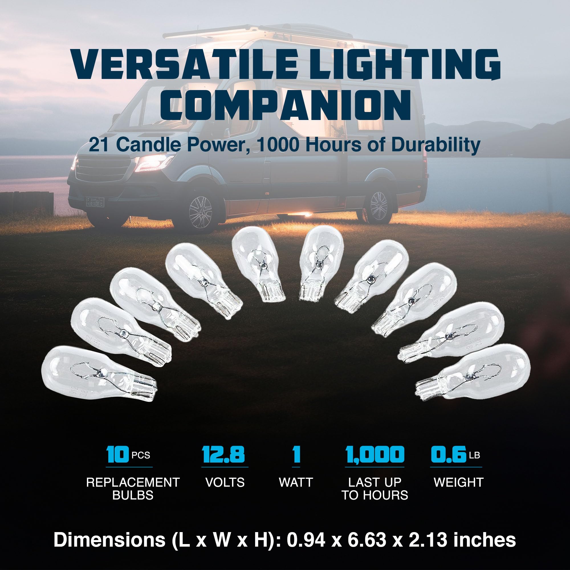 Camco 54766 912 Auto/Rv/Marine Replacement Interior Light Bulb - Box Of 10