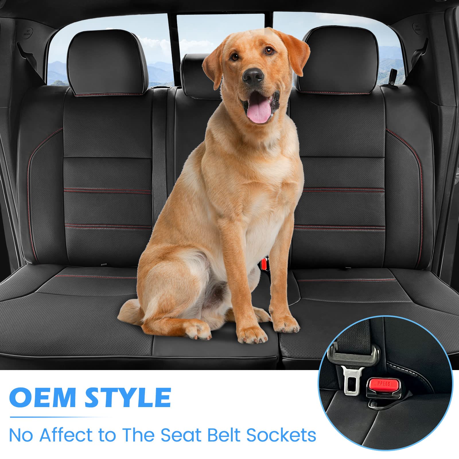 Drcarnow Super Cover For Toyota Tacoma Seat Covers 2016 2017 2018 2019 2020 2021 2022 2023, Crew Cab/Double Cab (Black And Red)