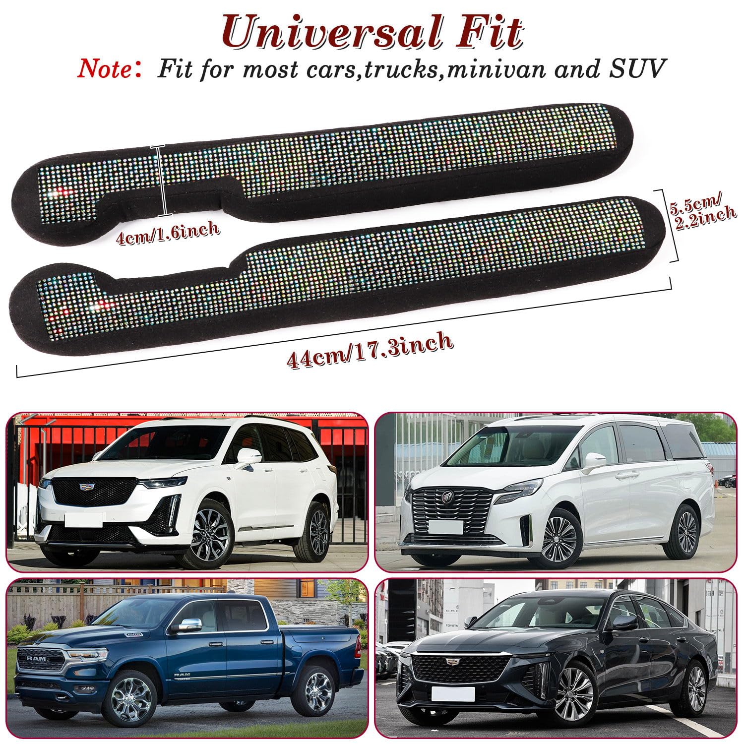 Tobequeen Bling Car Seat Gap Filler, Handmade Crystal Diamond Rhinestone Colorful Bling Car Accessories For Women, Universal Fit