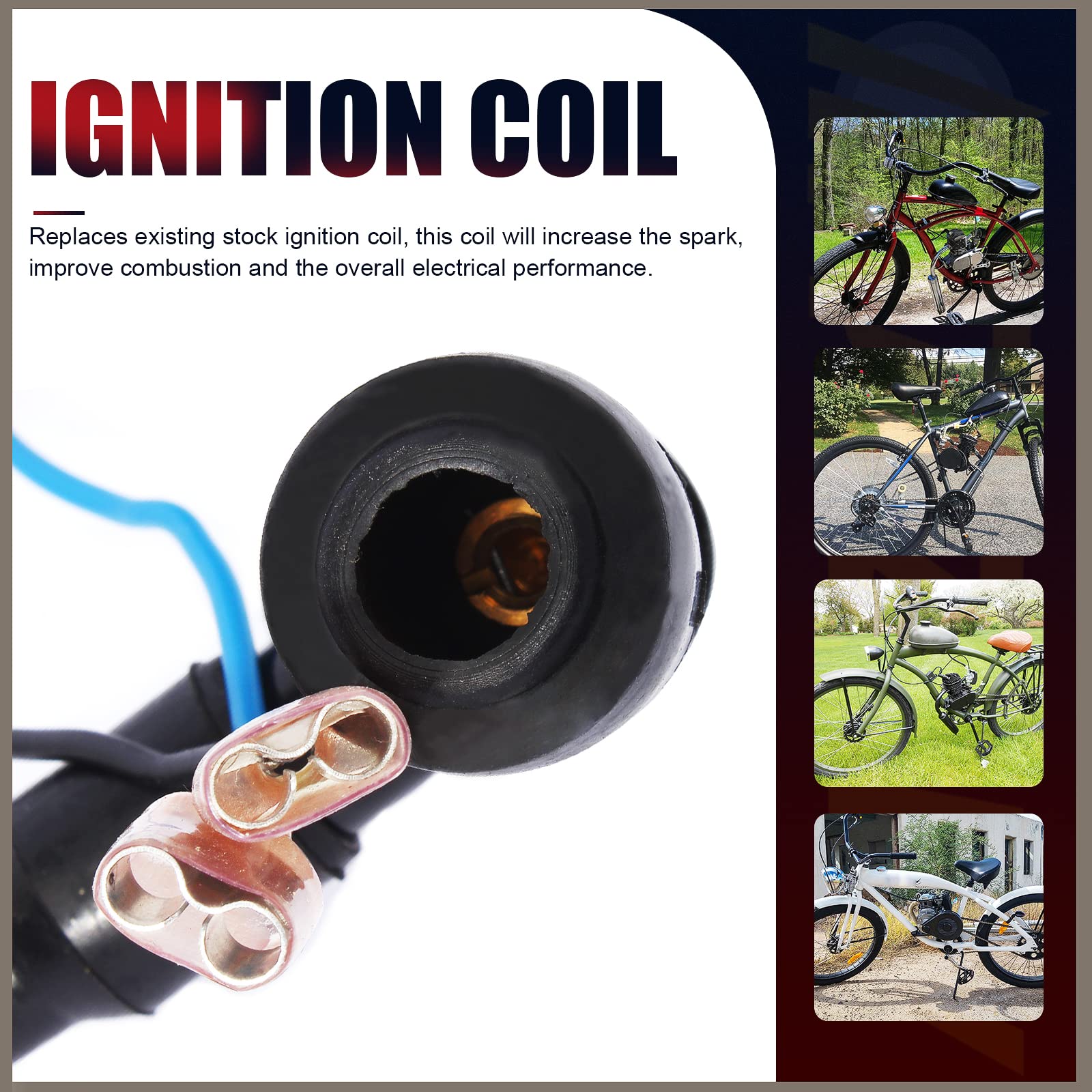 Qazaky Cdi Ignition Coil Spark Plug For 49Cc 50Cc 60Cc 66Cc 70Cc 80Cc 2-Stroke Engine Motorized Bicycle Bike