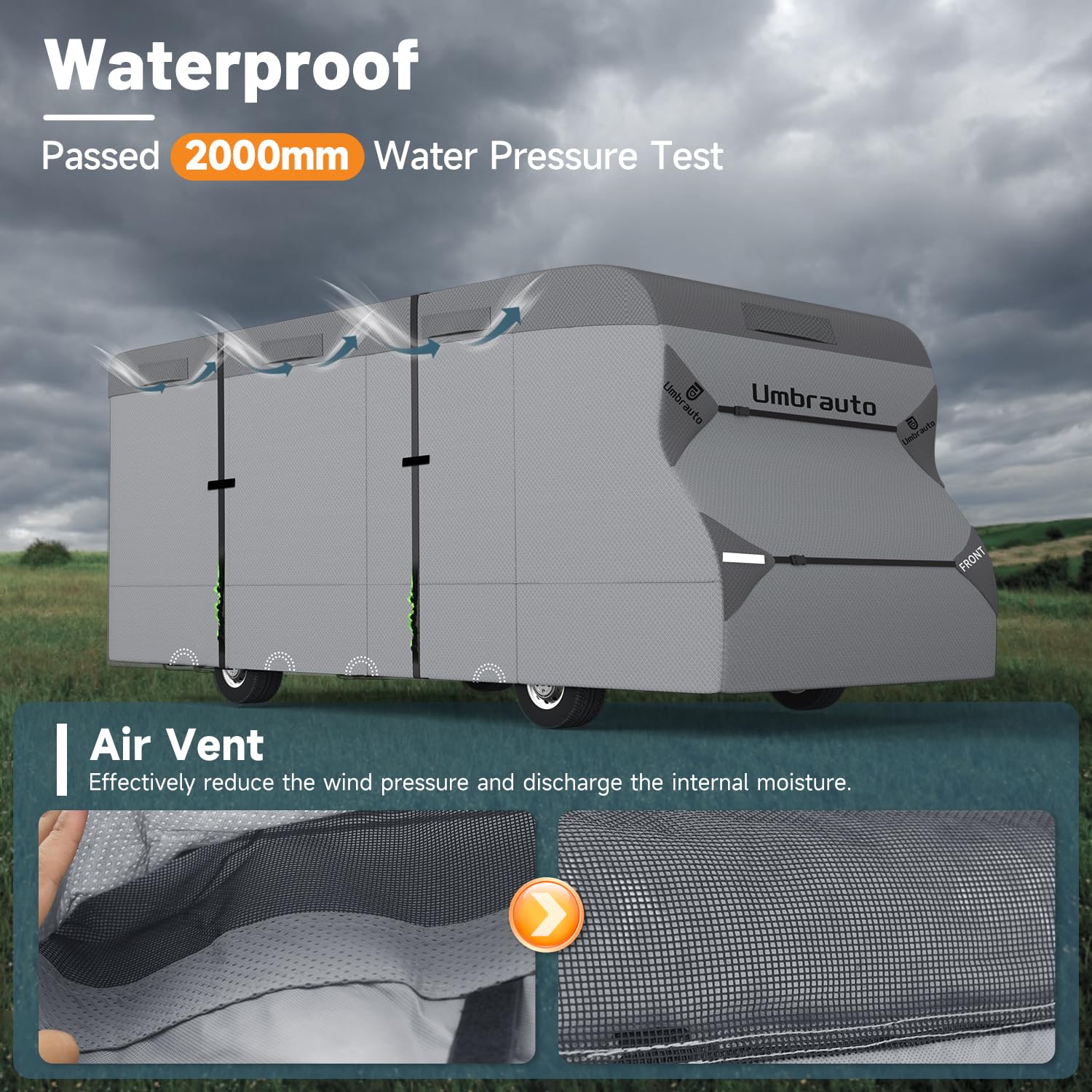 Umbrauto Class C Rv Cover Upgraded 7 Layers Anti-Uv Top Panel Motorhome Cover Windproof Camper Cover Fits 20' To 23' Motorhome W