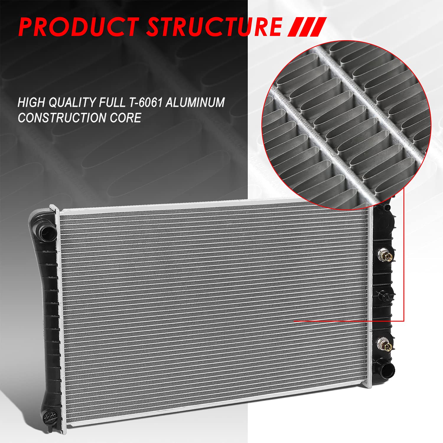 Auto Dynasty Radiator Compatible With 68-90 Buick Cadillac Chevy Gmc C/G/K Pickup Plymouth Pontiac, Dpi 161 Factory Style 1-Row