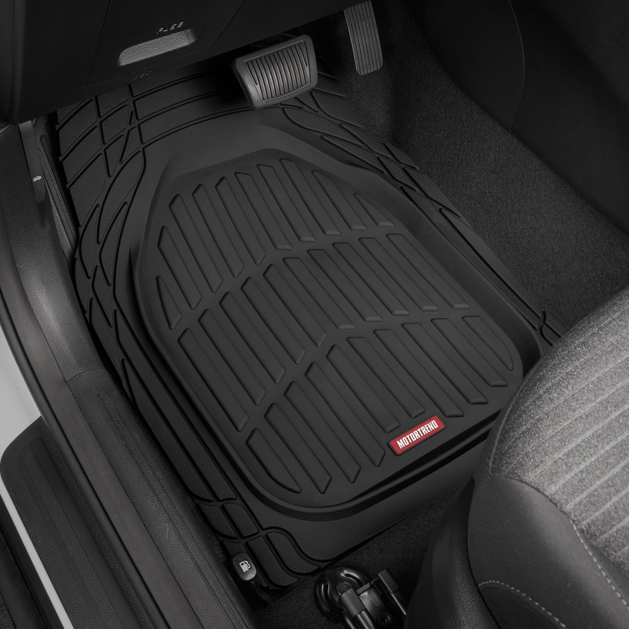 Motor Trend FlexTough Floor Mats for Cars, Deep Dish All-Weather Mats, Waterproof Trim-To Fit Automotive Floor Mats for Cars Tru