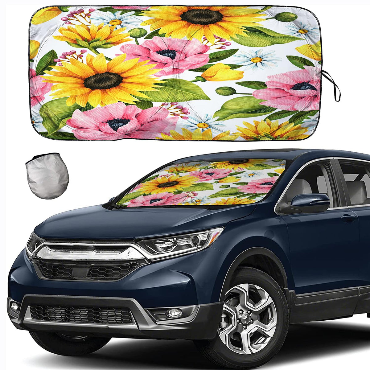 Windshield Sun Shades, Sunflower Daisy Foldable Sunshade For Car Suv Truck, Keep The Vehicle Cool, Easy To Use Protect The Vehic
