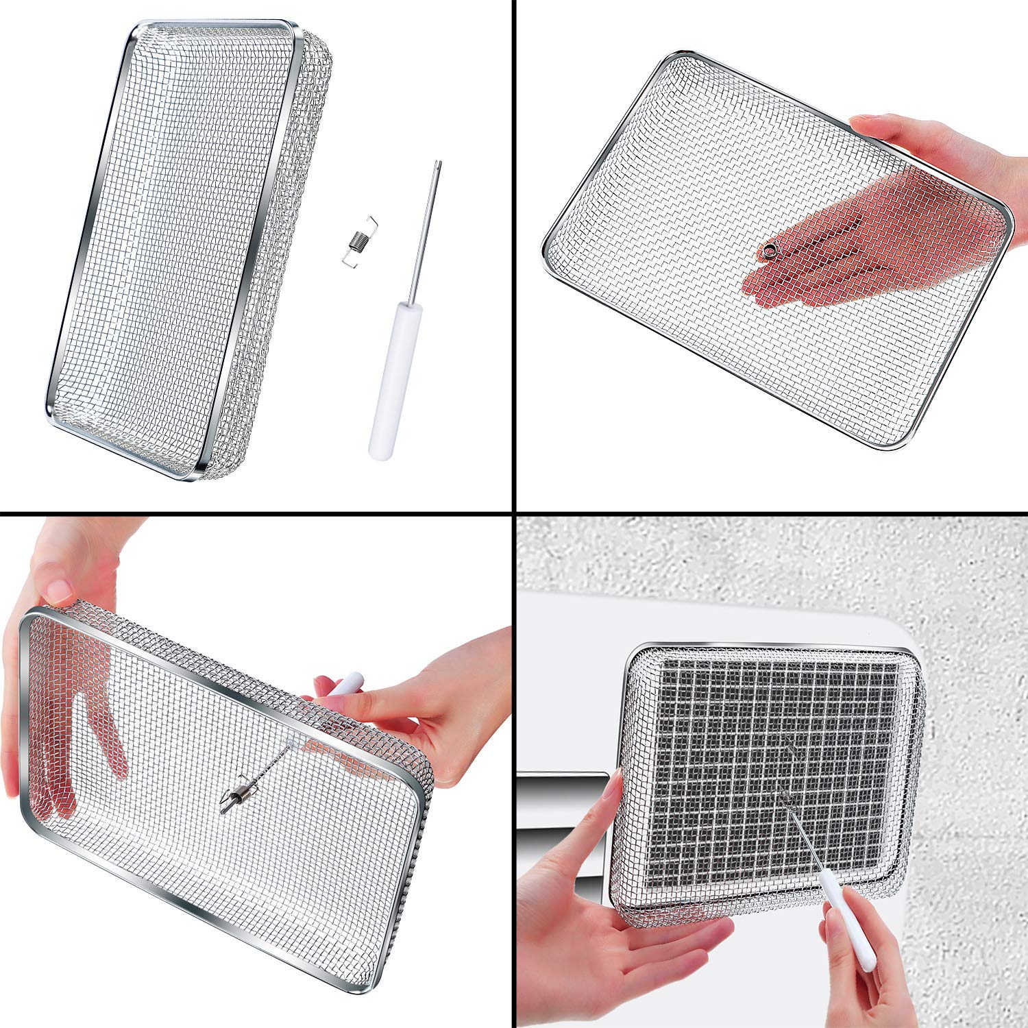 Toodoo 3 Pack Flying Insect Screen Rv Furnace Vent Cover (2.8 Inch)(8.5 X 6 Inch) Stainless Steel Mesh With Installation Tool